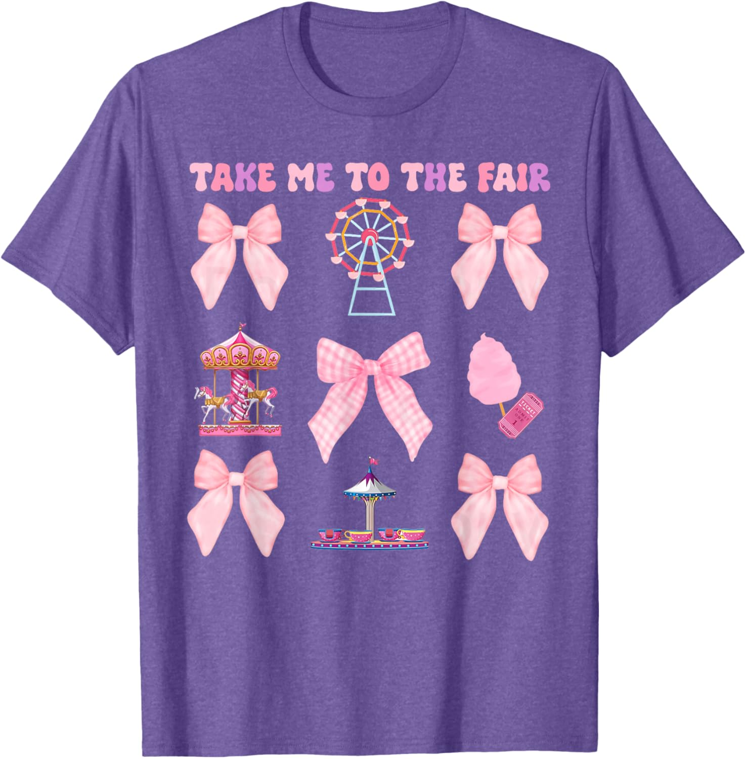 Take Me To The Fair Pink Bow Ferris Wheel T-Shirt for Stylish Fun - 3