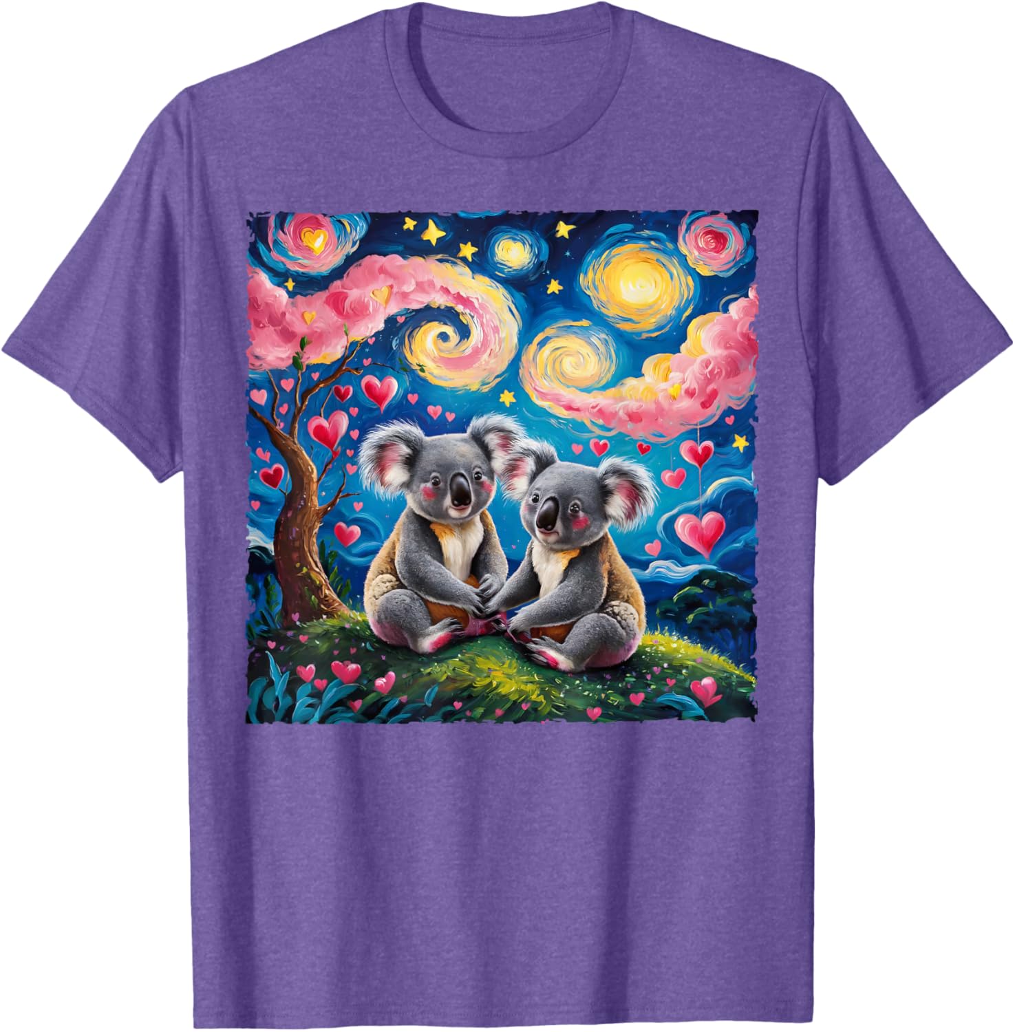Koala Bear Van Gogh Starry Night T-Shirt for Romantic Couples - 24