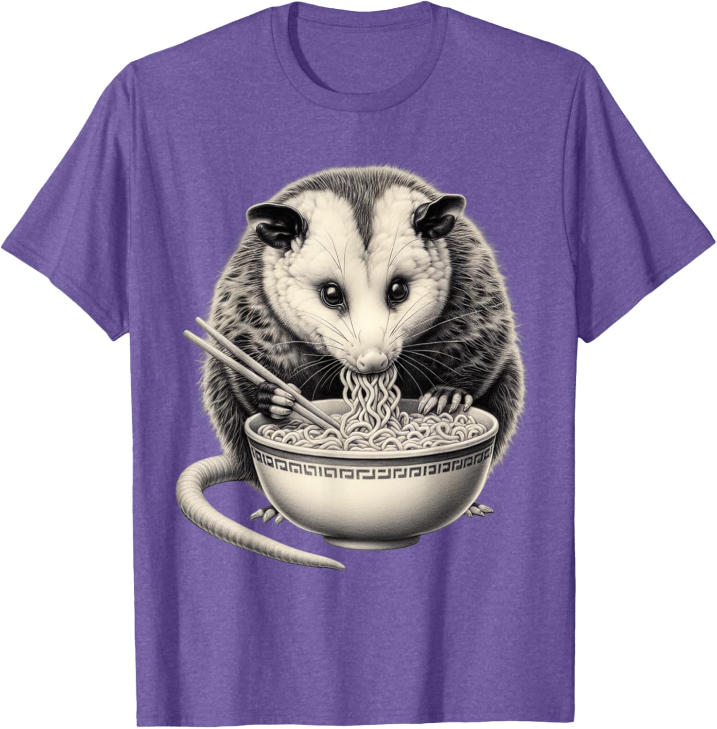 Opossum Eating Ramen Bowl T-Shirt Perfect for Food Lovers and Animal Fans - 20