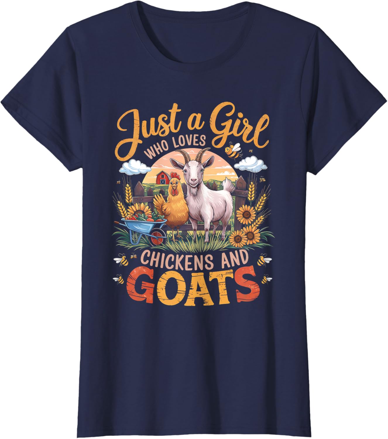 Just a Girl Who Loves Goats and Chickens Women's Farmer T-Shirt - 4