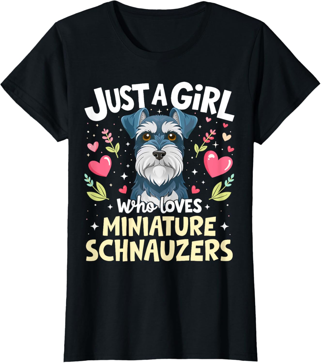 Cute Miniature Schnauzer Puppy T-Shirt for Dog Lovers Girls - 8