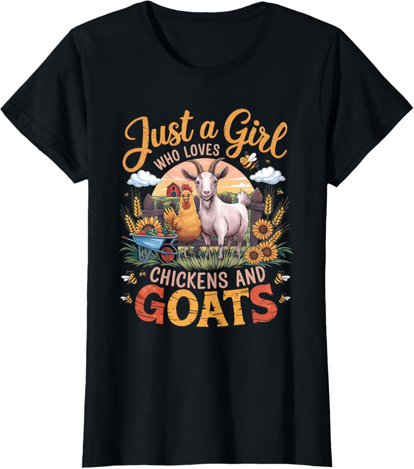 Just a Girl Who Loves Goats and Chickens Women's Farmer T-Shirt - 9