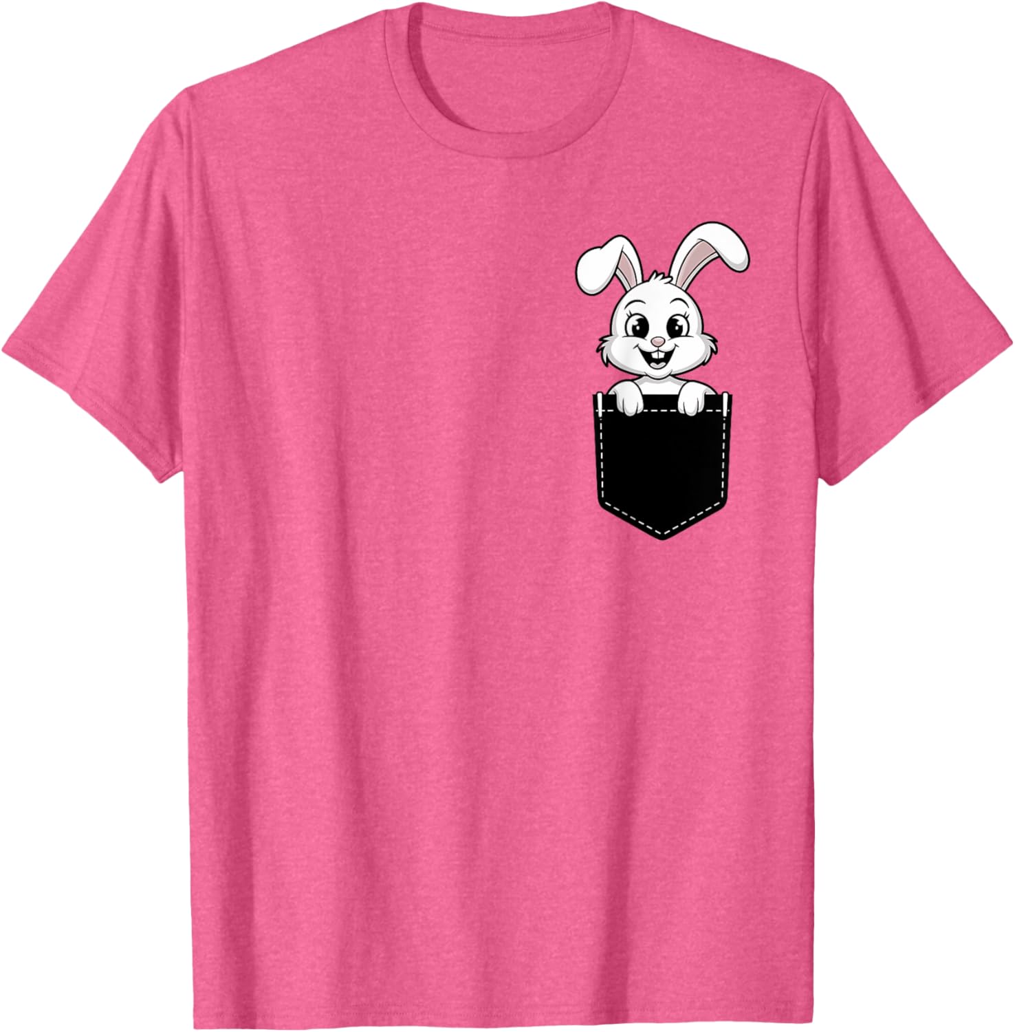 Cute Funny Rabbit in Pocket T-Shirt for Men and Women - Animal Lovers Design - 14