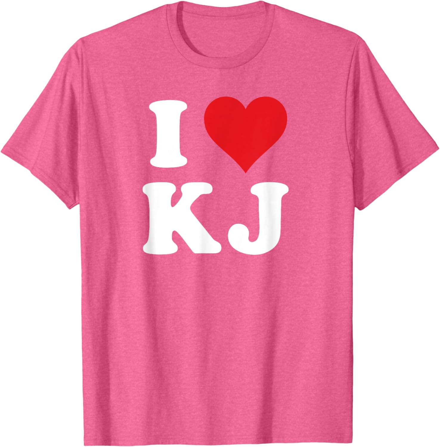 I Love KJ Initials Heart Design K J T-Shirt for Stylish Casual Wear - 1
