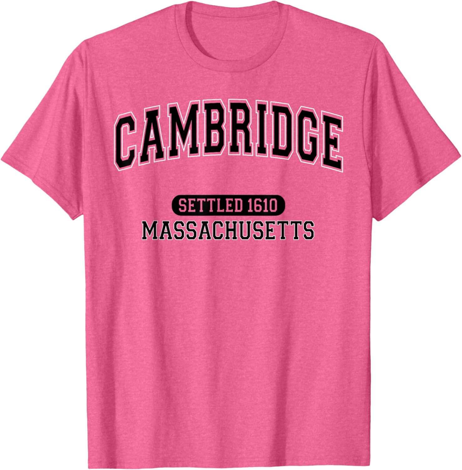 Vintage Arched Black T-Shirt Celebrating Cambridge Massachusetts 1610 - 17