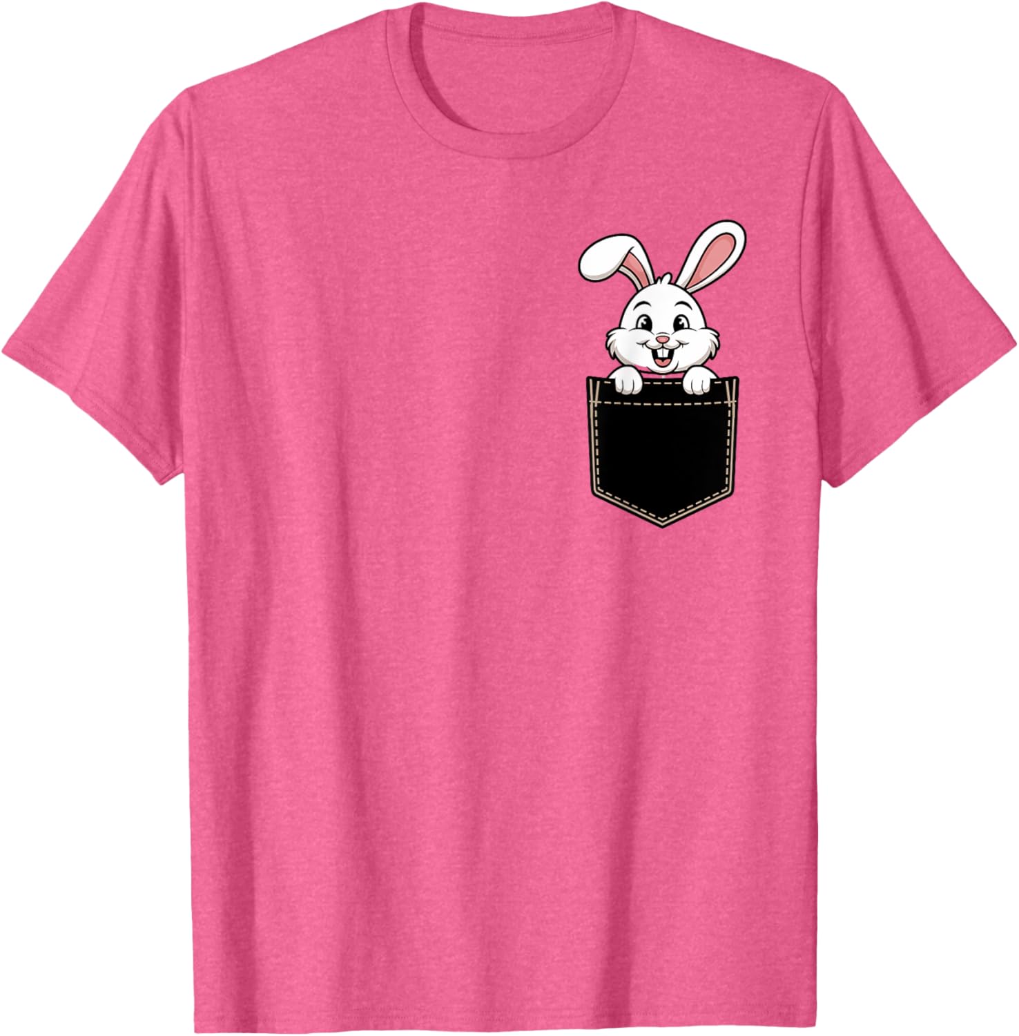 Cute Funny Rabbit Pocket T-Shirt for Men and Women - Adorable Animal Tee - 20