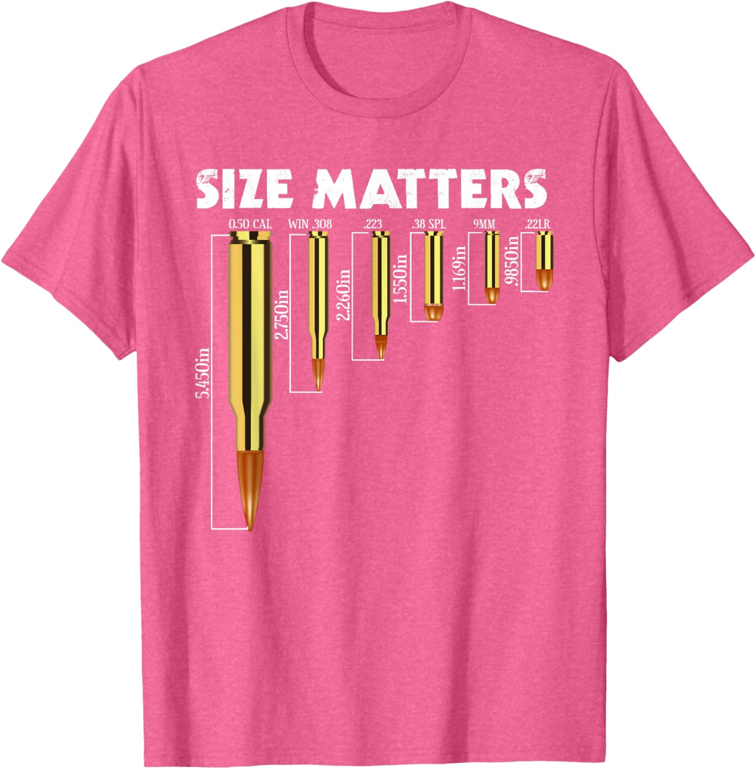 Size Matters T-Shirt for Bullet Lovers, Perfect Caliber Graphic Tee - 15