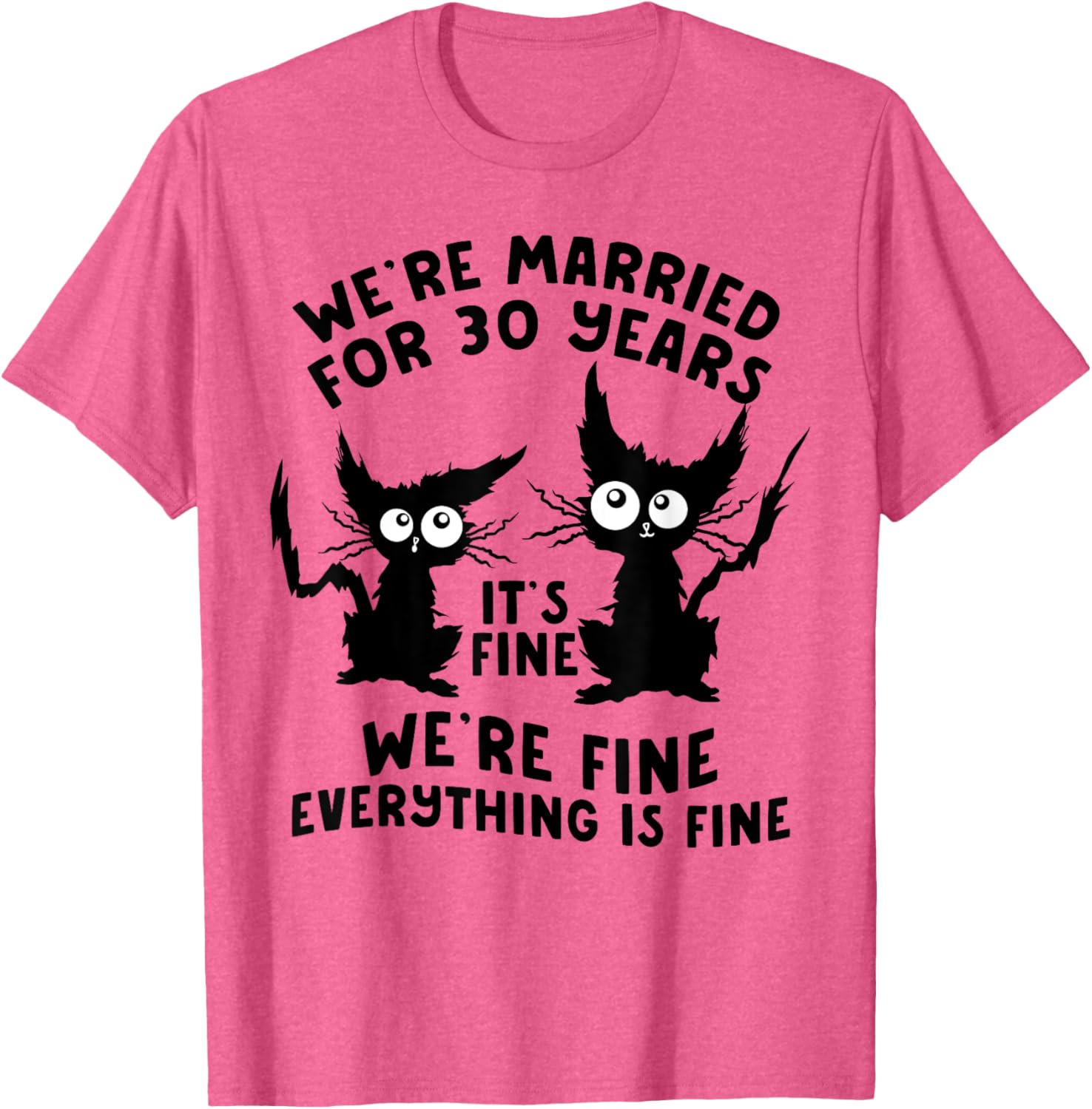 Funny Cat 30th Wedding Anniversary T-Shirt for 30 Years Married Gift - 3