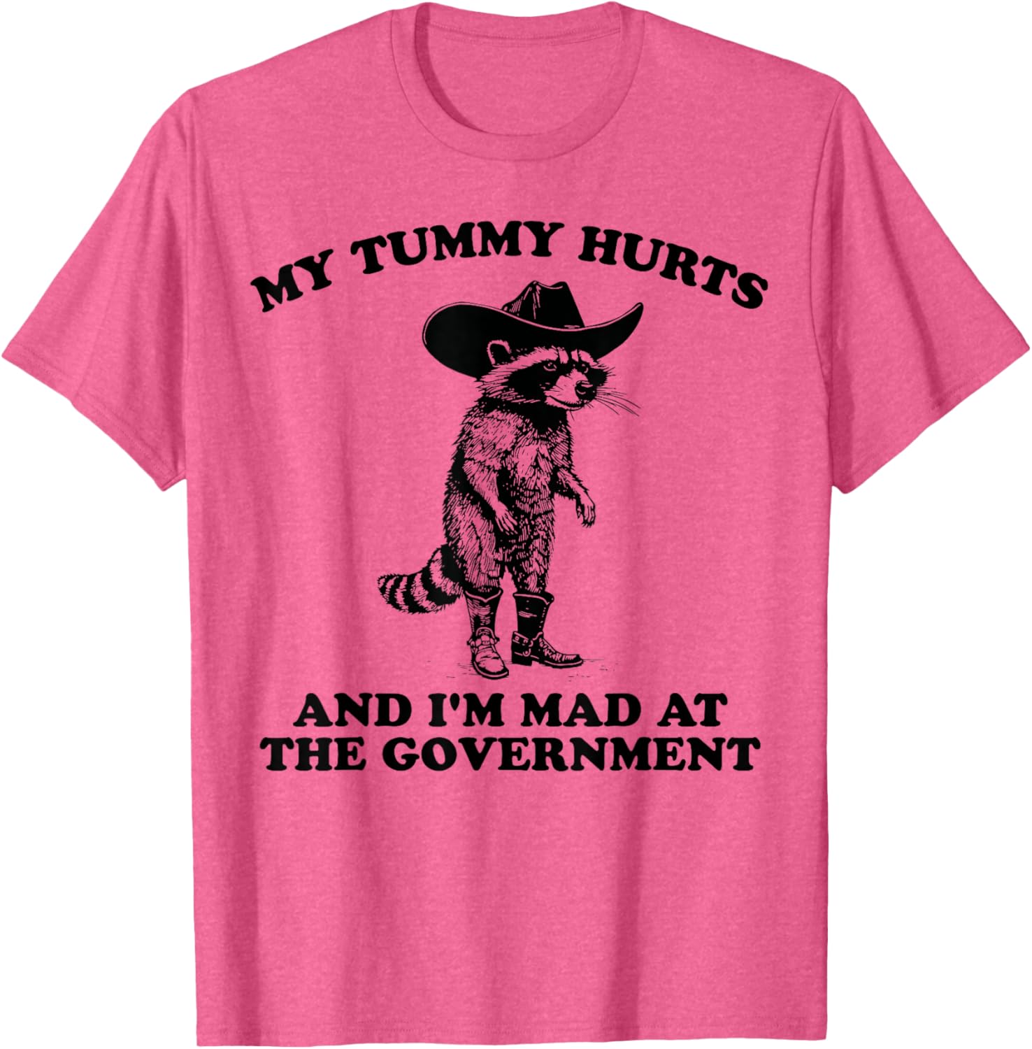 Funny Cowboy Raccoon T-Shirt for Kids Who Are Mad and Have Tummy Aches - 7