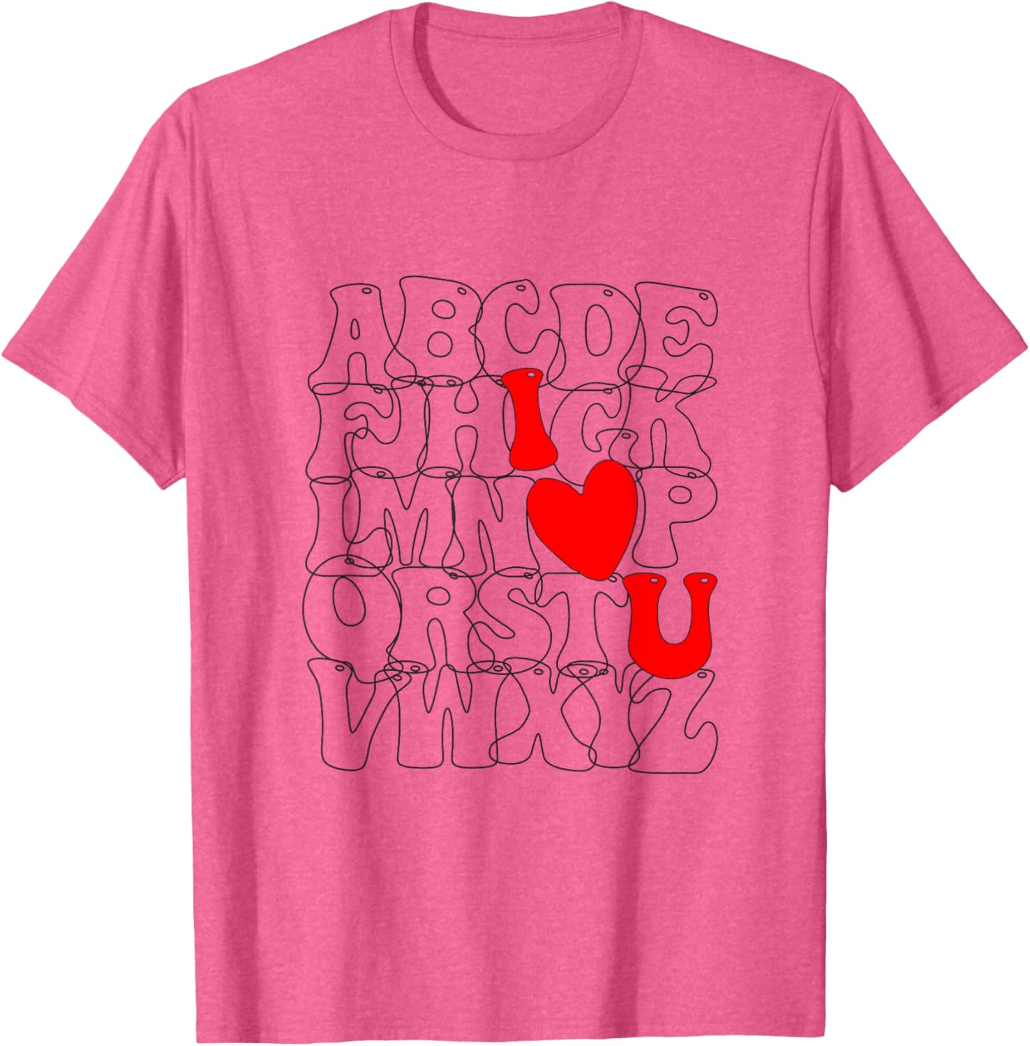 Cute Alphabet ABC I Love You Heart T-Shirt for Valentine's Day Fun - 1