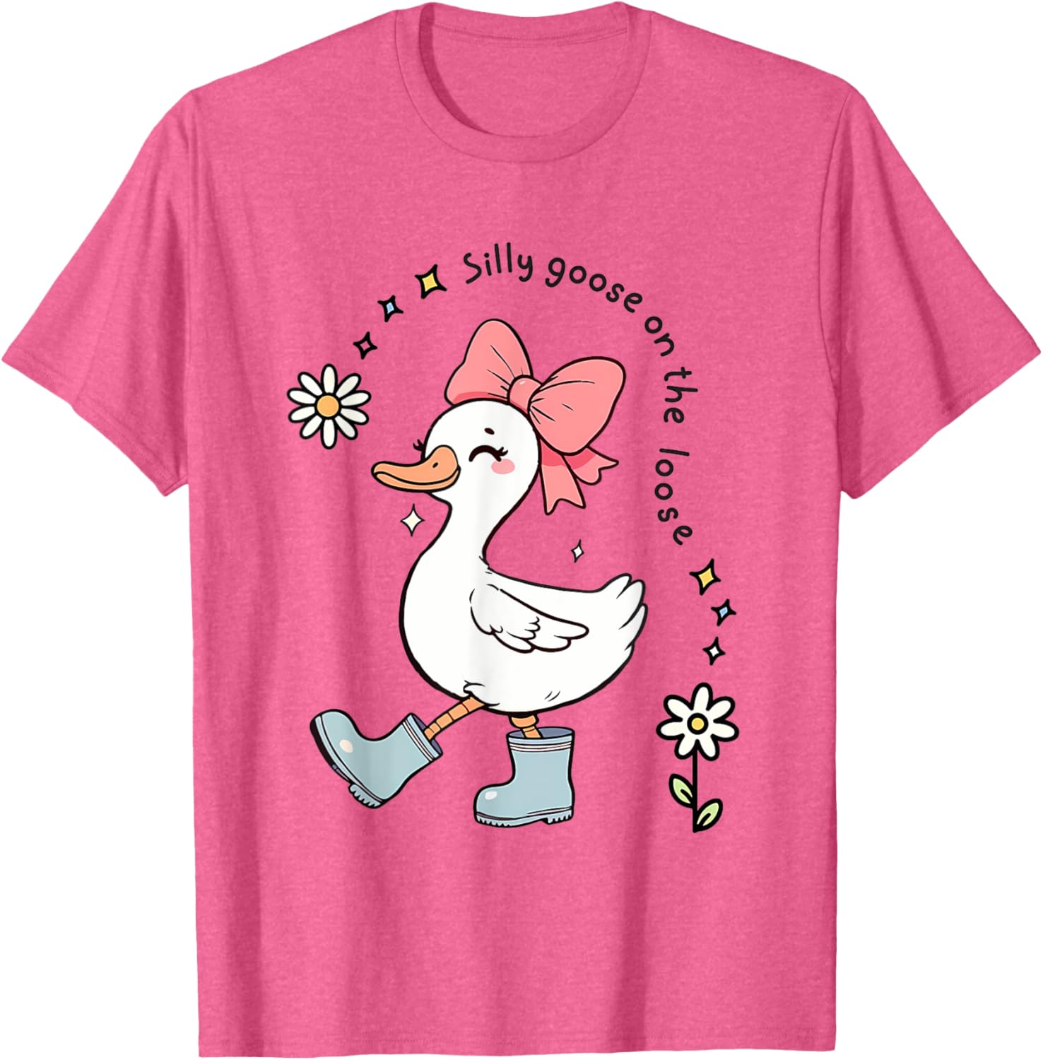 Funny Silly Goose On The Loose Kids T-Shirt for Girls - Adorable Design - 8