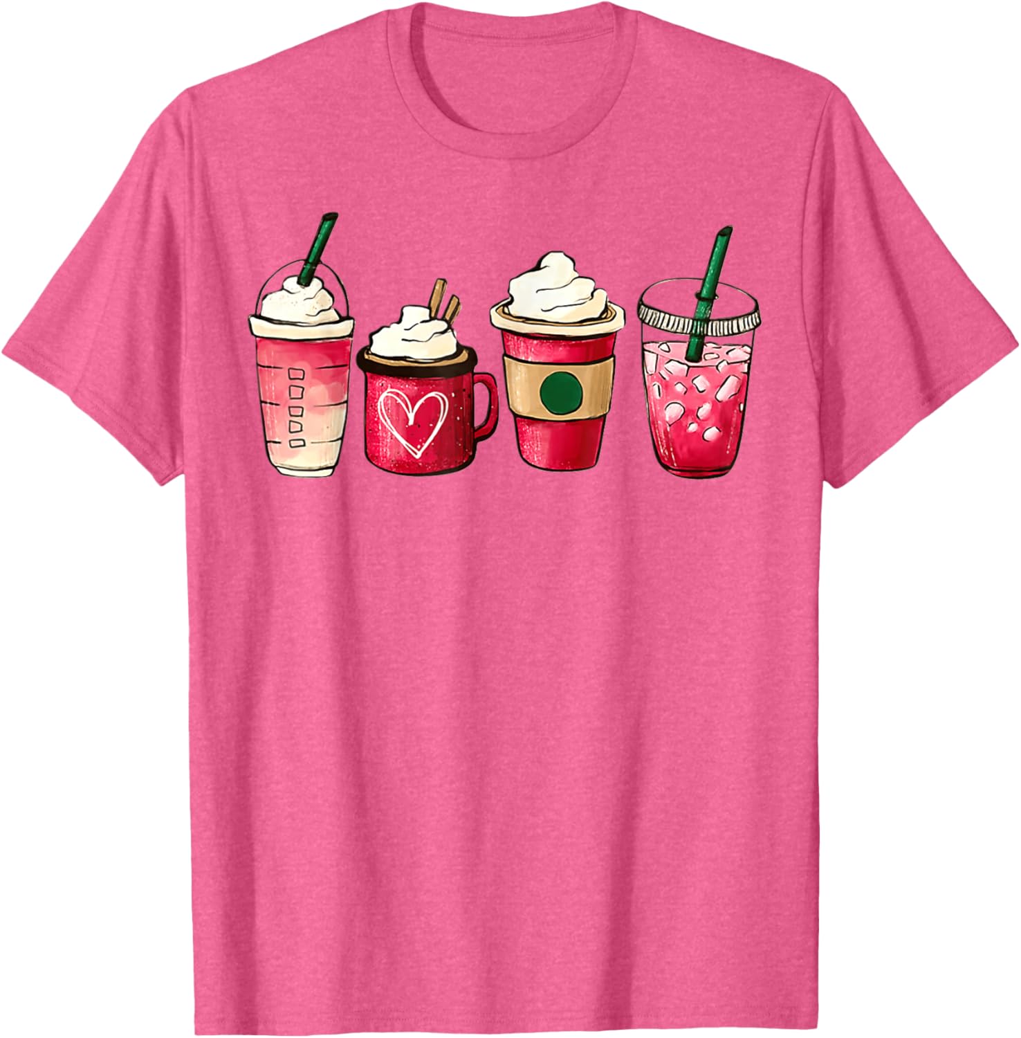 Valentine Heart Latte Iced Coffee T-Shirt for Coffee Lovers - 15