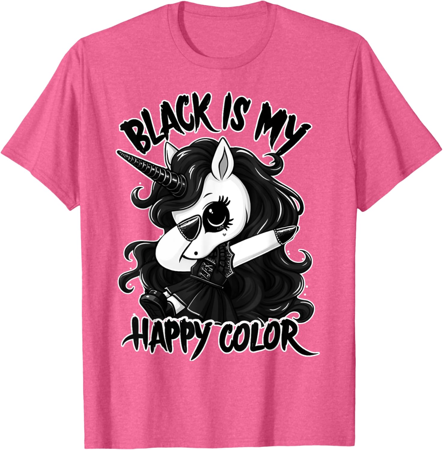 Gothic Unicorn Dabbing T-Shirt - Black is My Lucky Color Tee - 1
