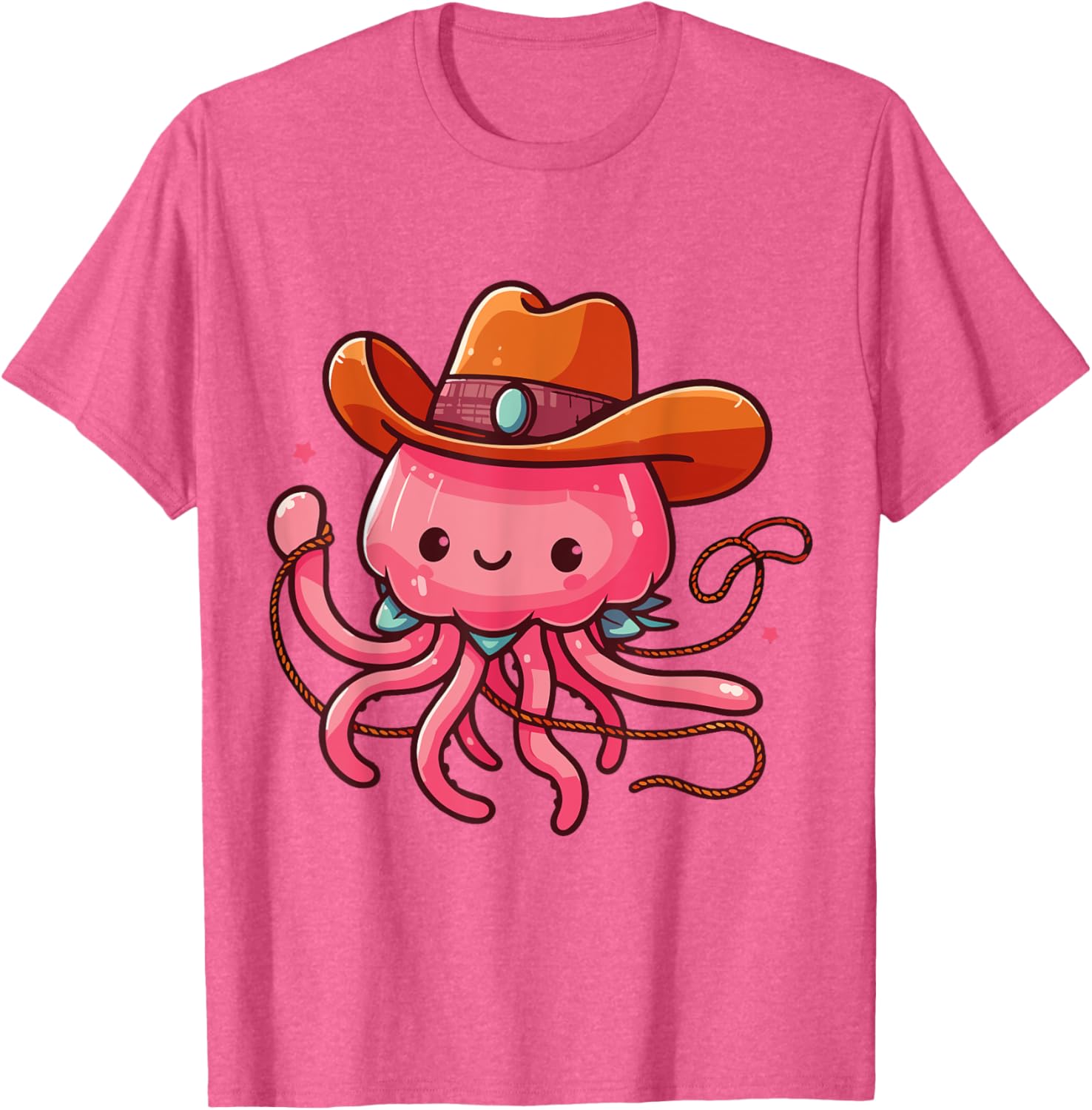 Western Rodeo Cowboy Hat and Jellyfish Texas Animals T-Shirt for Men - 14