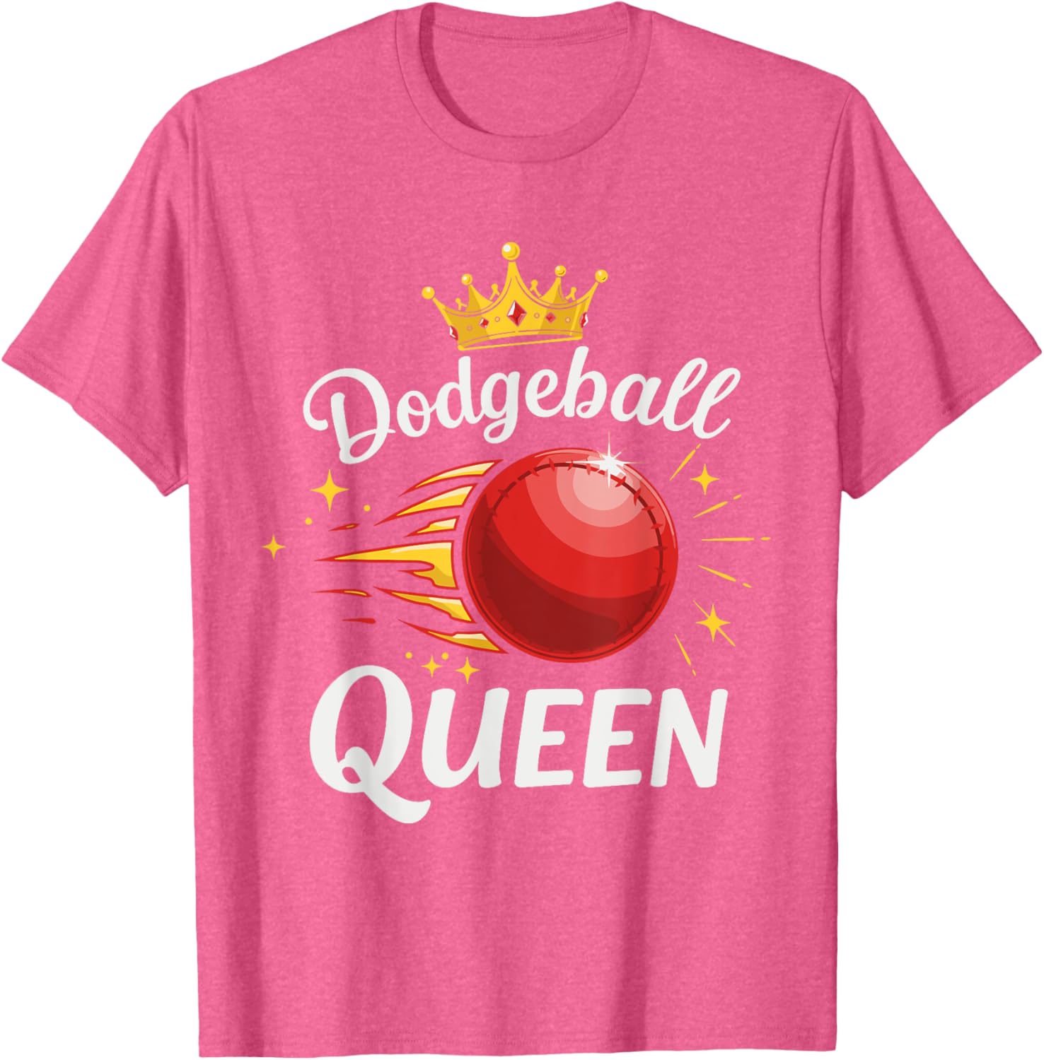Dodgeball Queen T-Shirt with Crown and Red Ball Graphic Design - 11