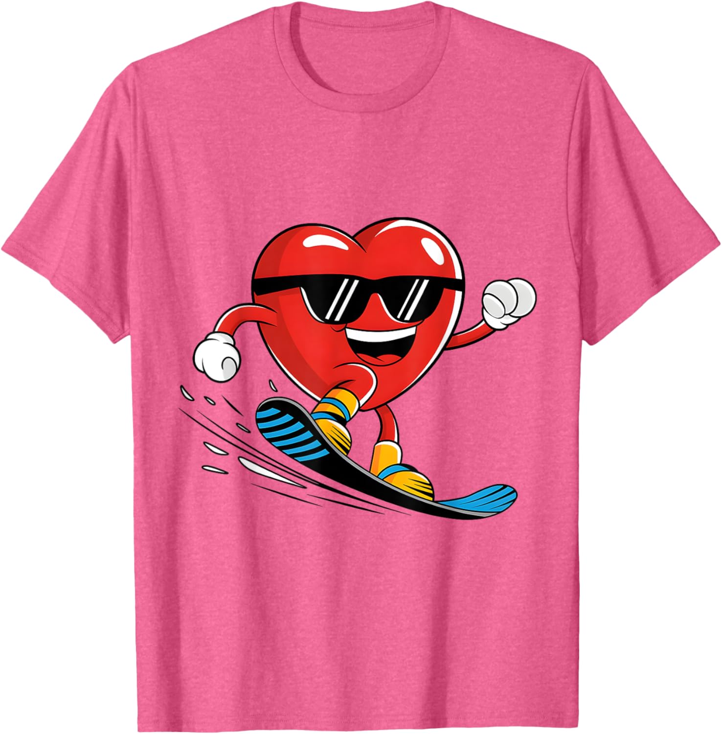 Snowboard Heart Valentine's Day T-Shirt for Boys and Girls Fun Gift - 28