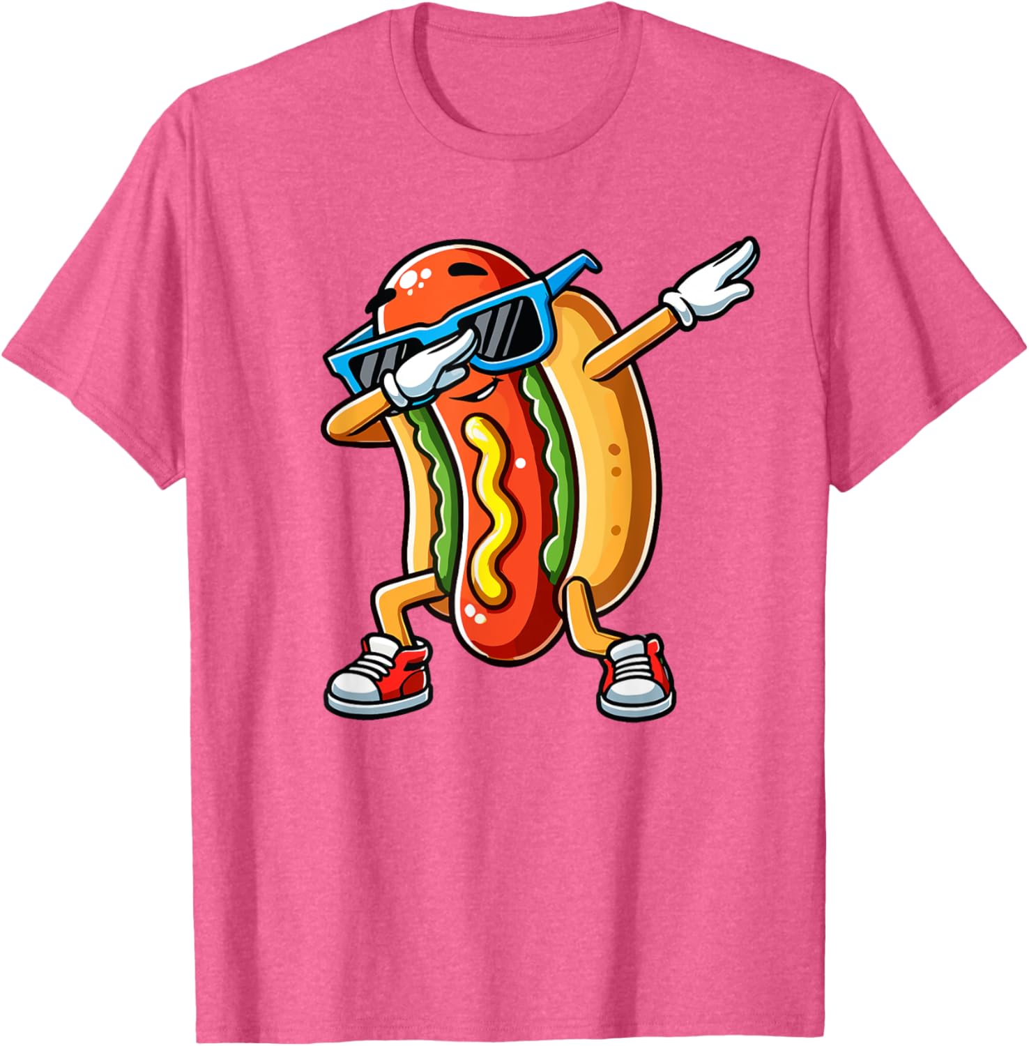 Funny Dabbing Hotdog Sunglasses T-Shirt for Kids Who Love Dogs and Hotdogs - 3