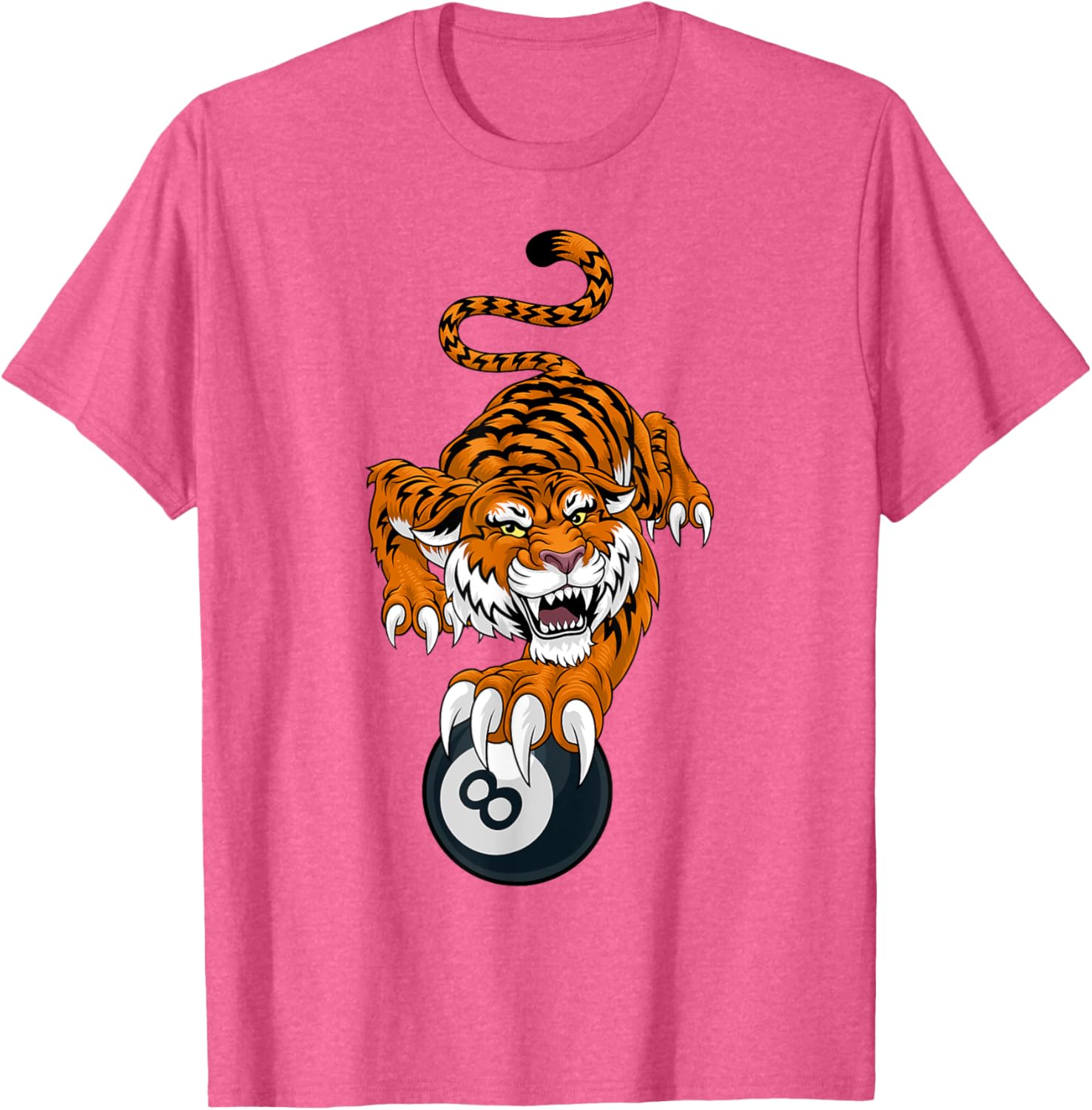 Tiger Angry Pool 8 Ball Billiards Cartoon Character T-Shirt for Fun Style - 18