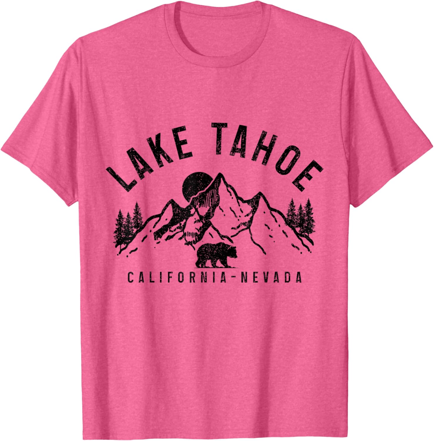Vintage Bear Graphic T-Shirt Lake Tahoe Mountains Nature Lovers Apparel - 5