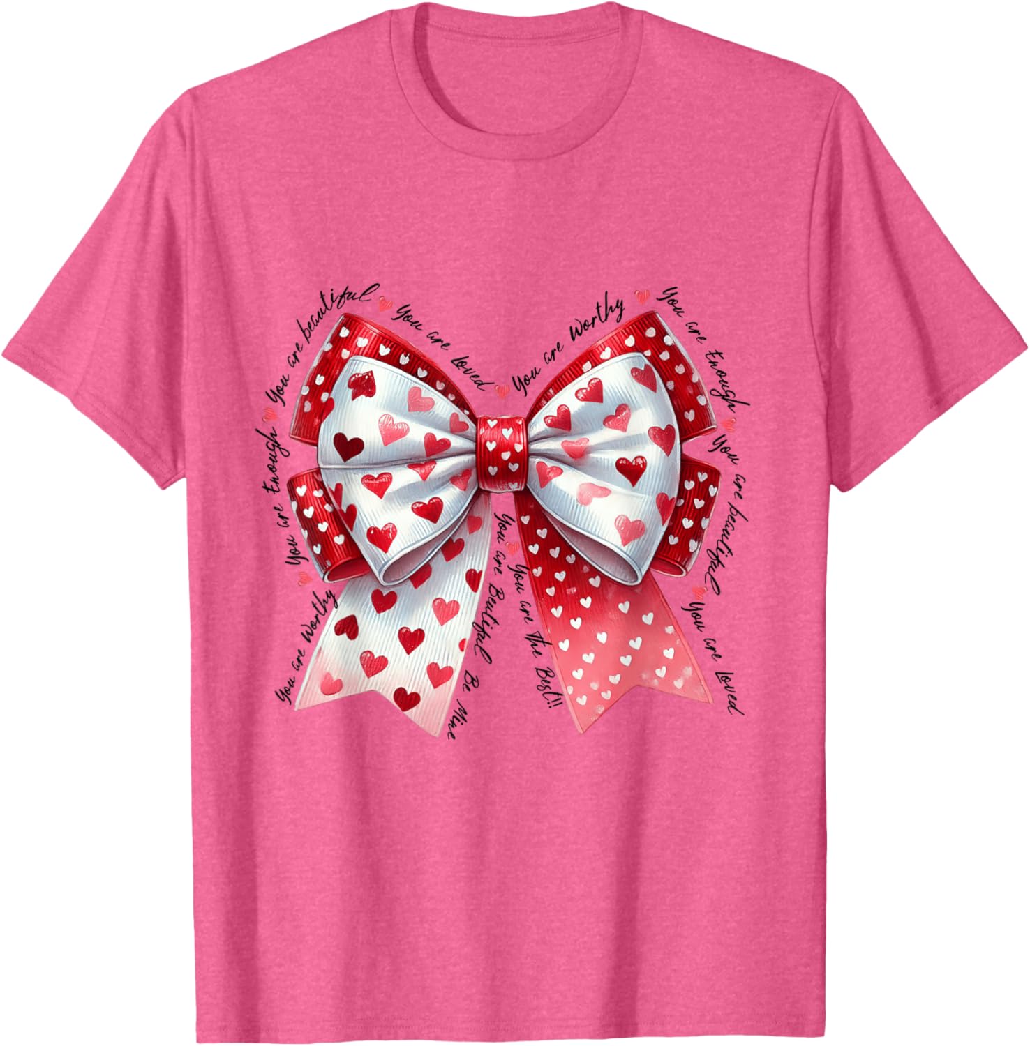 Adorable Cute Coquette Bow Ribbon Valentines Day T-Shirt for Women - 9