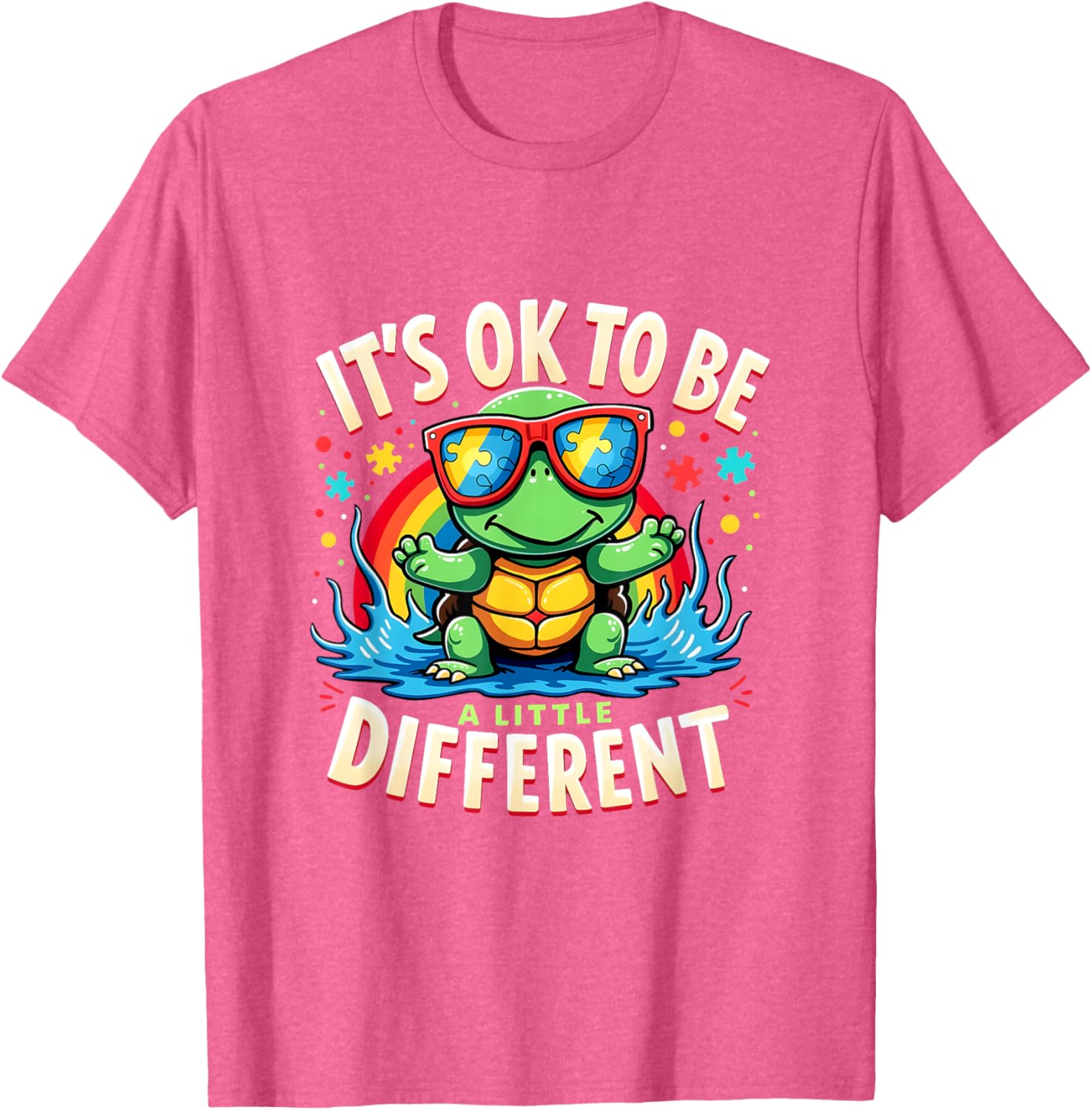 Cute Turtle Autism Awareness T-Shirt It's Ok To Be A Little Different - 22