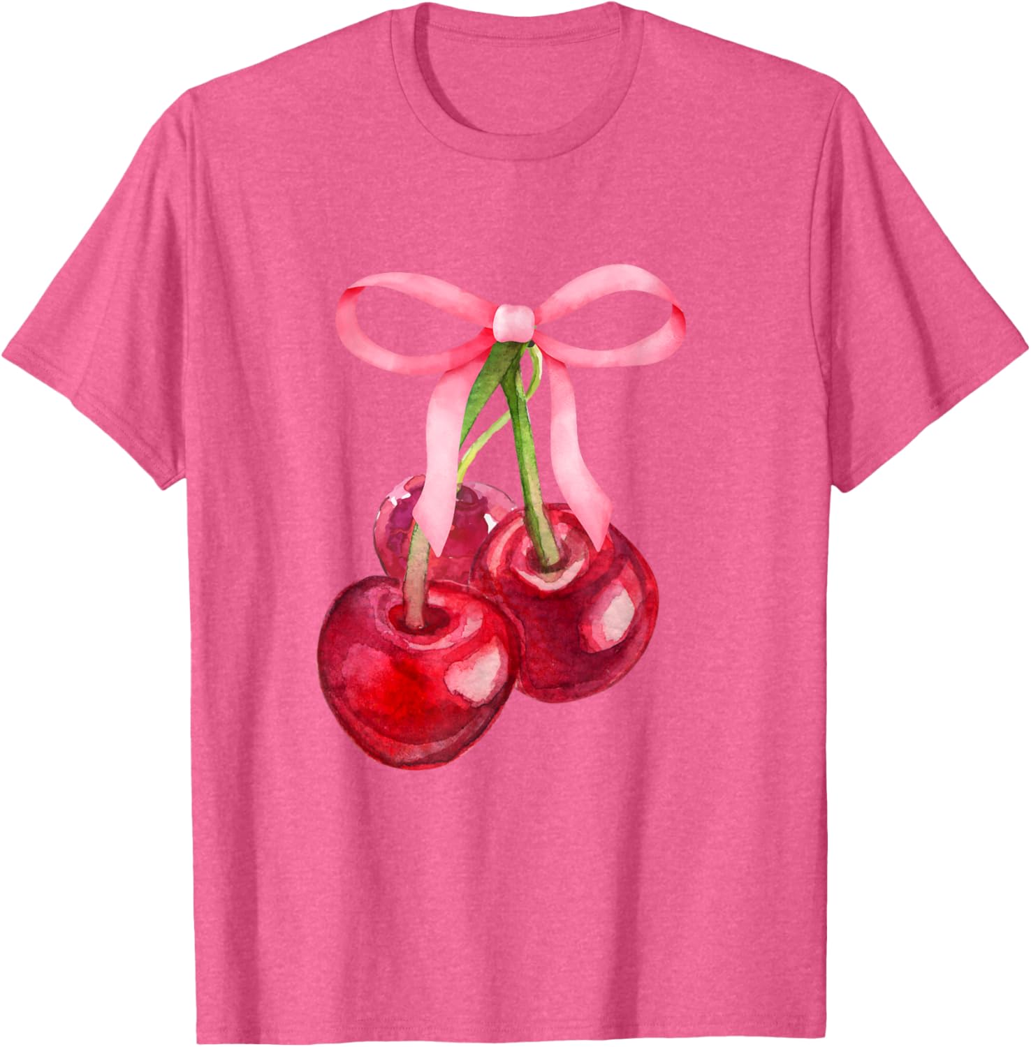 Coquette Red Cherry Pink Bows Preppy Girls T-Shirt for Stylish Kids - 2