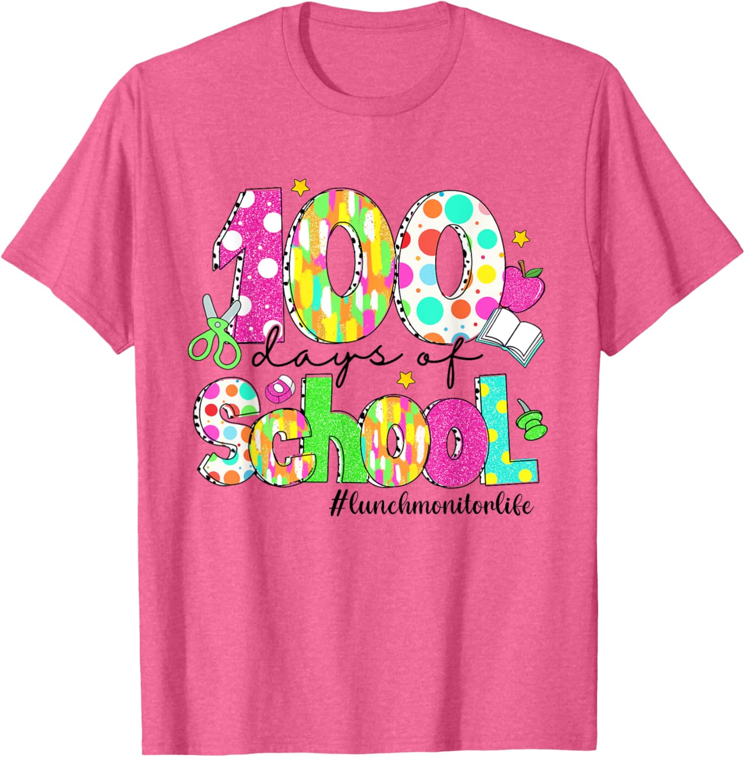 100 Days of School Brushstroke Lunch Monitor T-Shirt for Fun Learning - 11