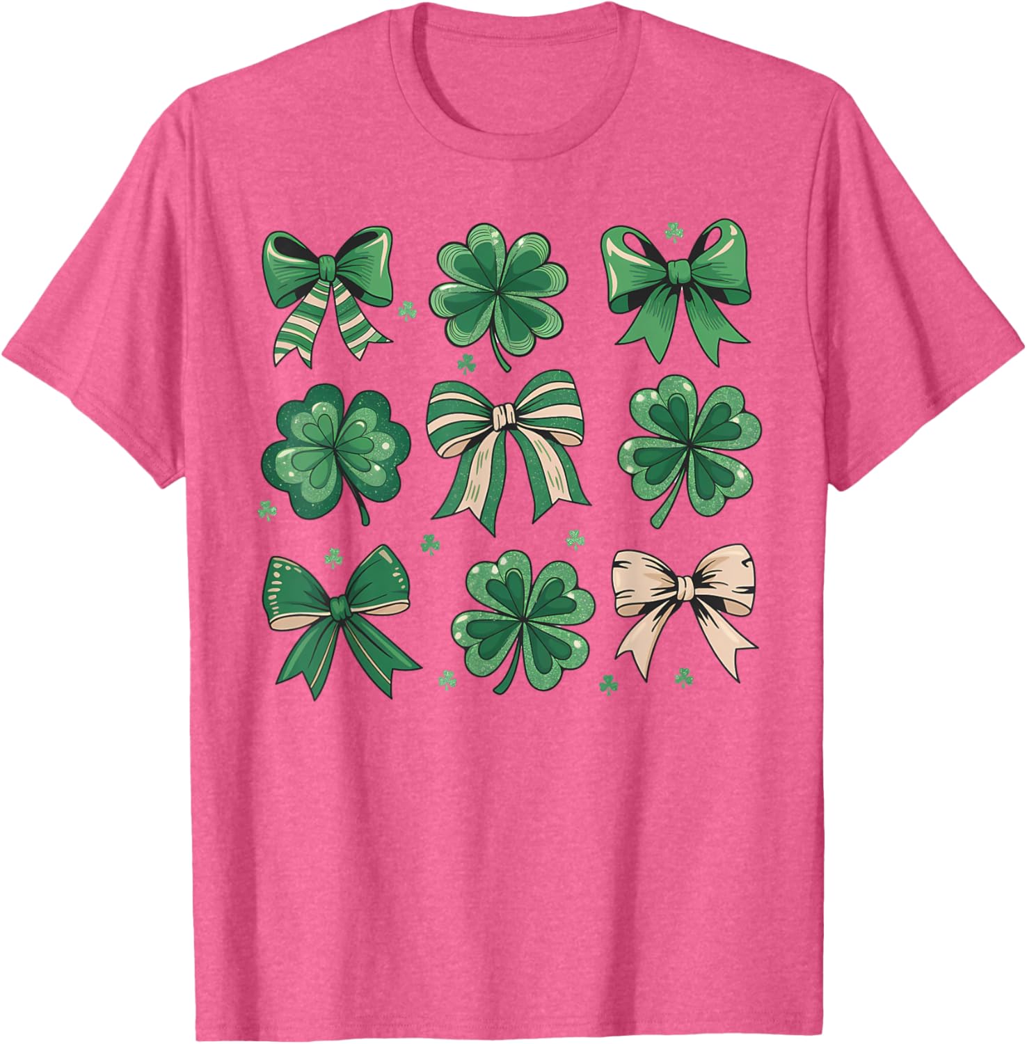 Cute Retro St Patricks Day Shamrock Bow T-Shirt for Festive Fun - 29