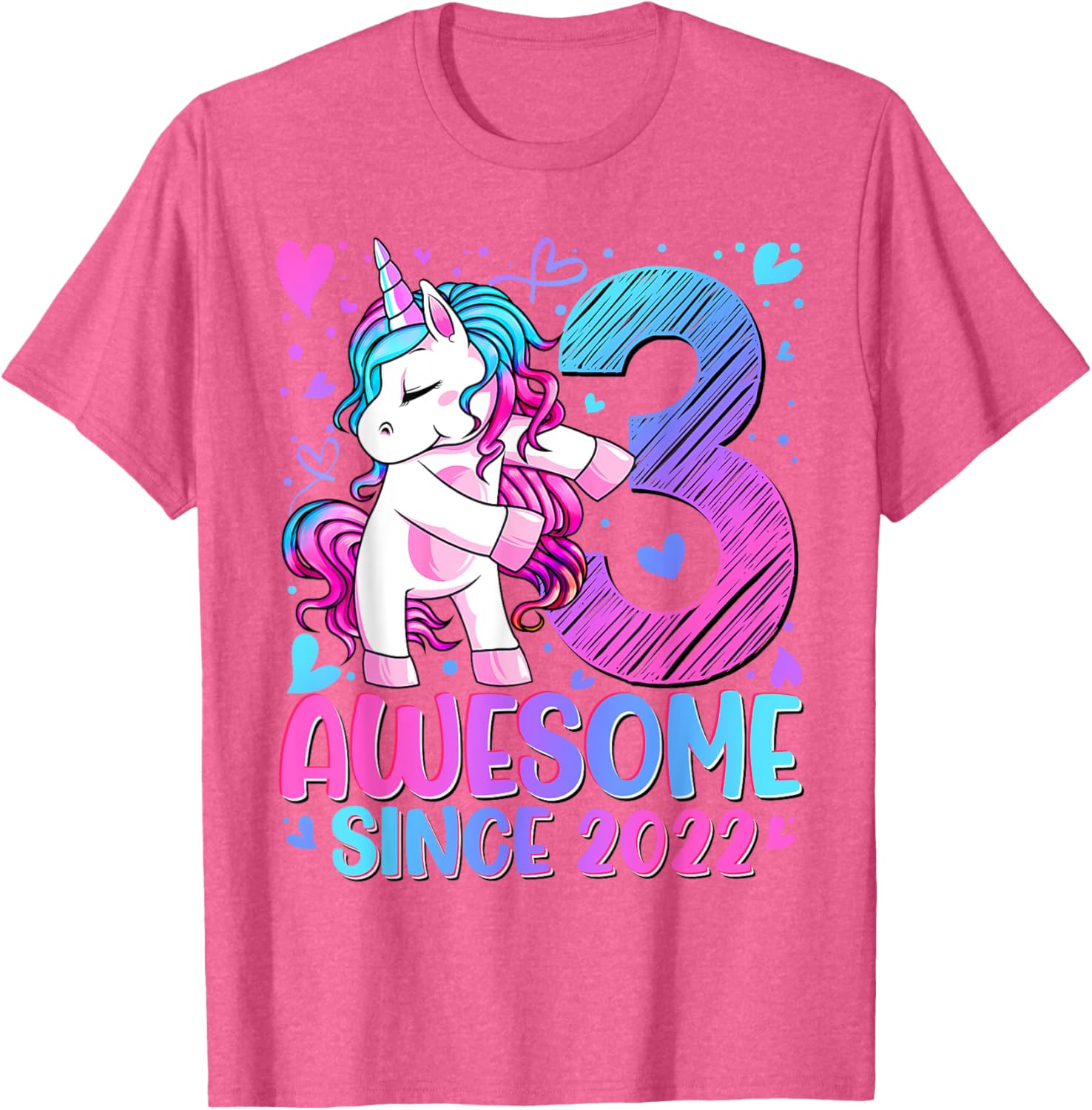 Cute Unicorn T-Shirt for 3 Year Old Girls Birthday Party Gifts - 21