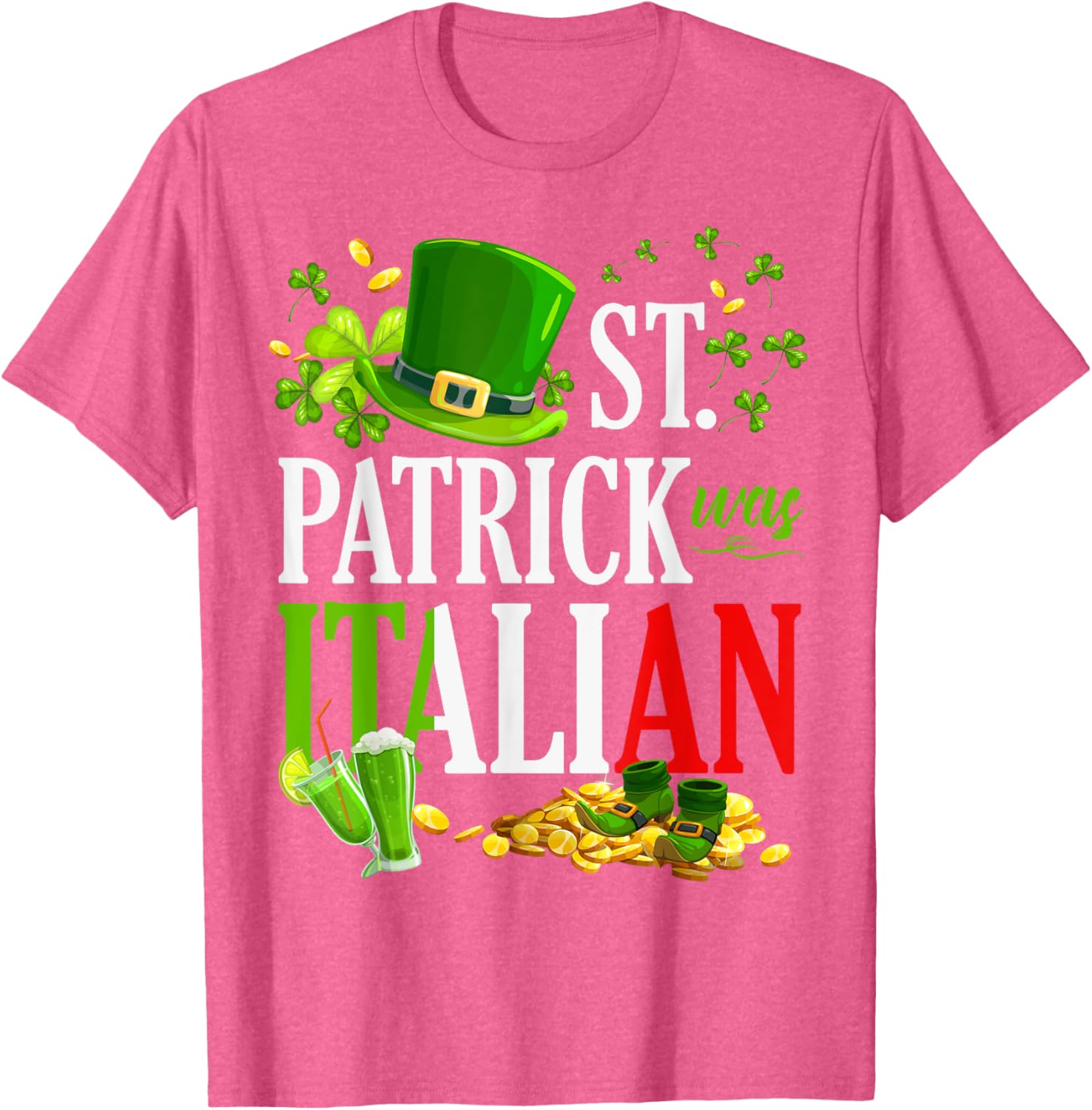 Vintage St Patrick Was Italian Clover Graphic T-Shirt for St Patricks Day - 7