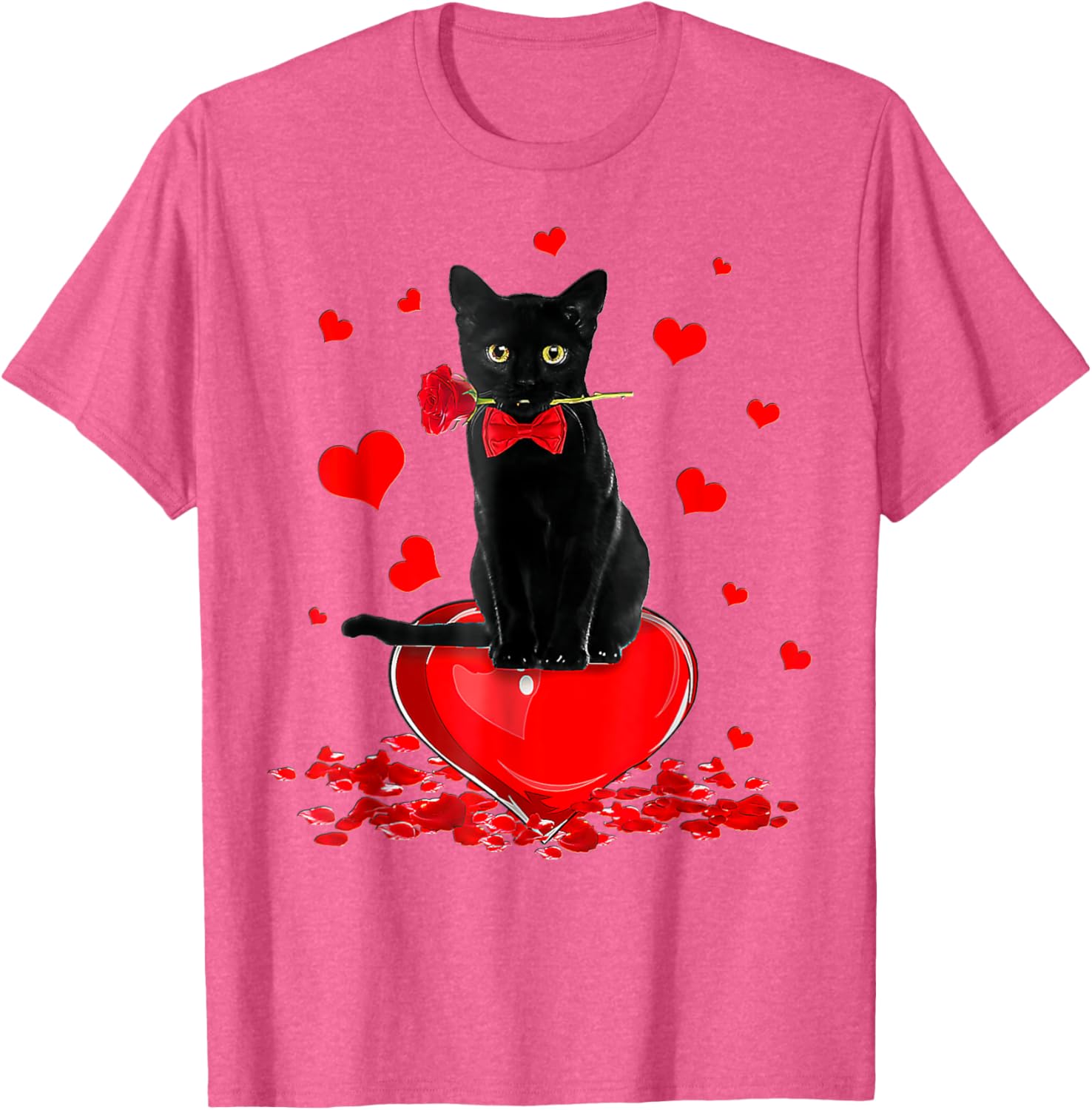 Cute Black Cat Valentine's Day Hearts T-Shirt for Cat Lovers - 27