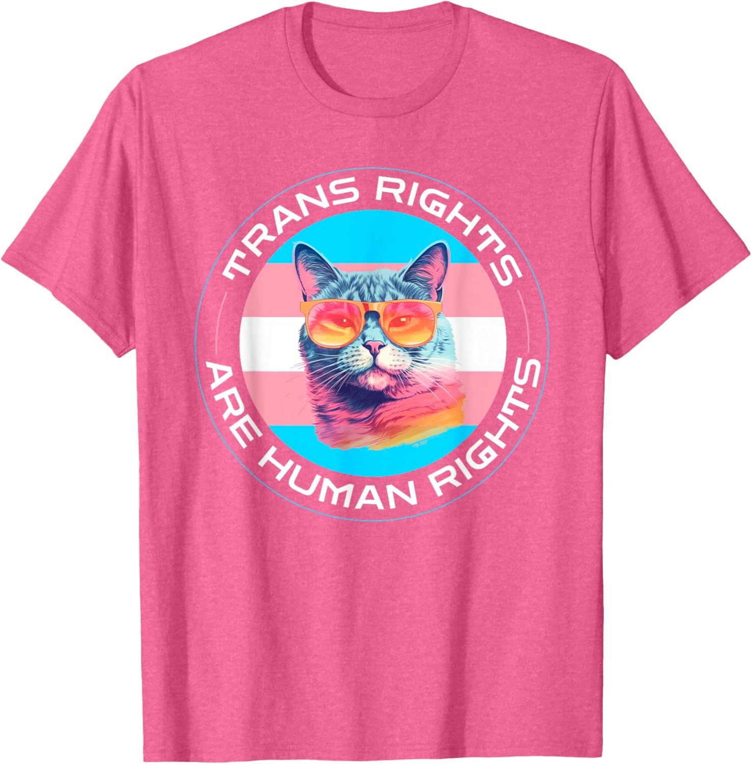 Trans Rights are Human Rights Pride Cat T-Shirt for LGBTQ Supporters - 12
