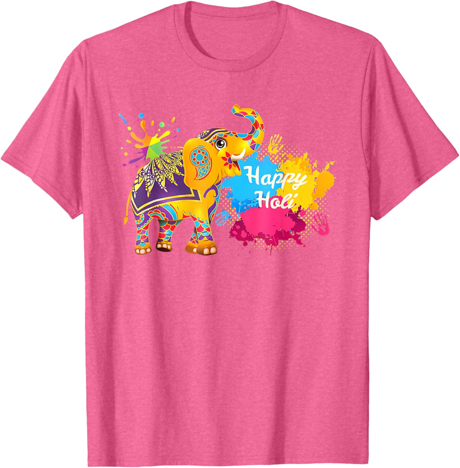 Happy Holi Elephant T-Shirt for Men, Women, and Kids - Colorful India Apparel - 16