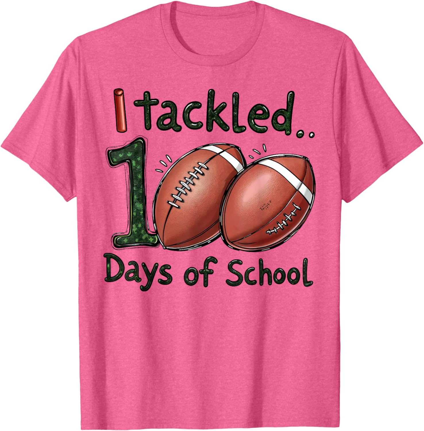 100 Days of School Football Boys T-Shirt for Celebrating Milestones - 7