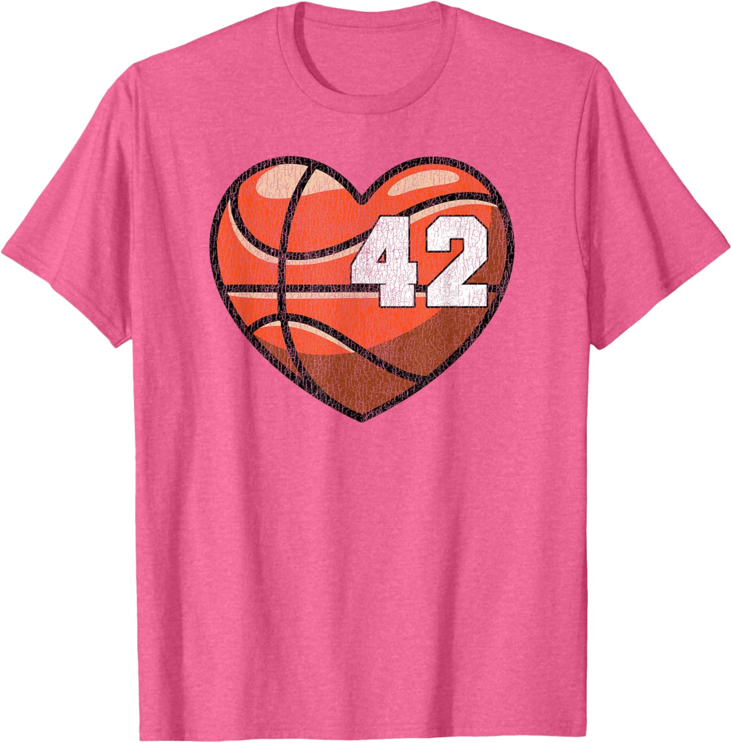 Distressed Heart Design Basketball Number 42 T-Shirt for Fans - 25