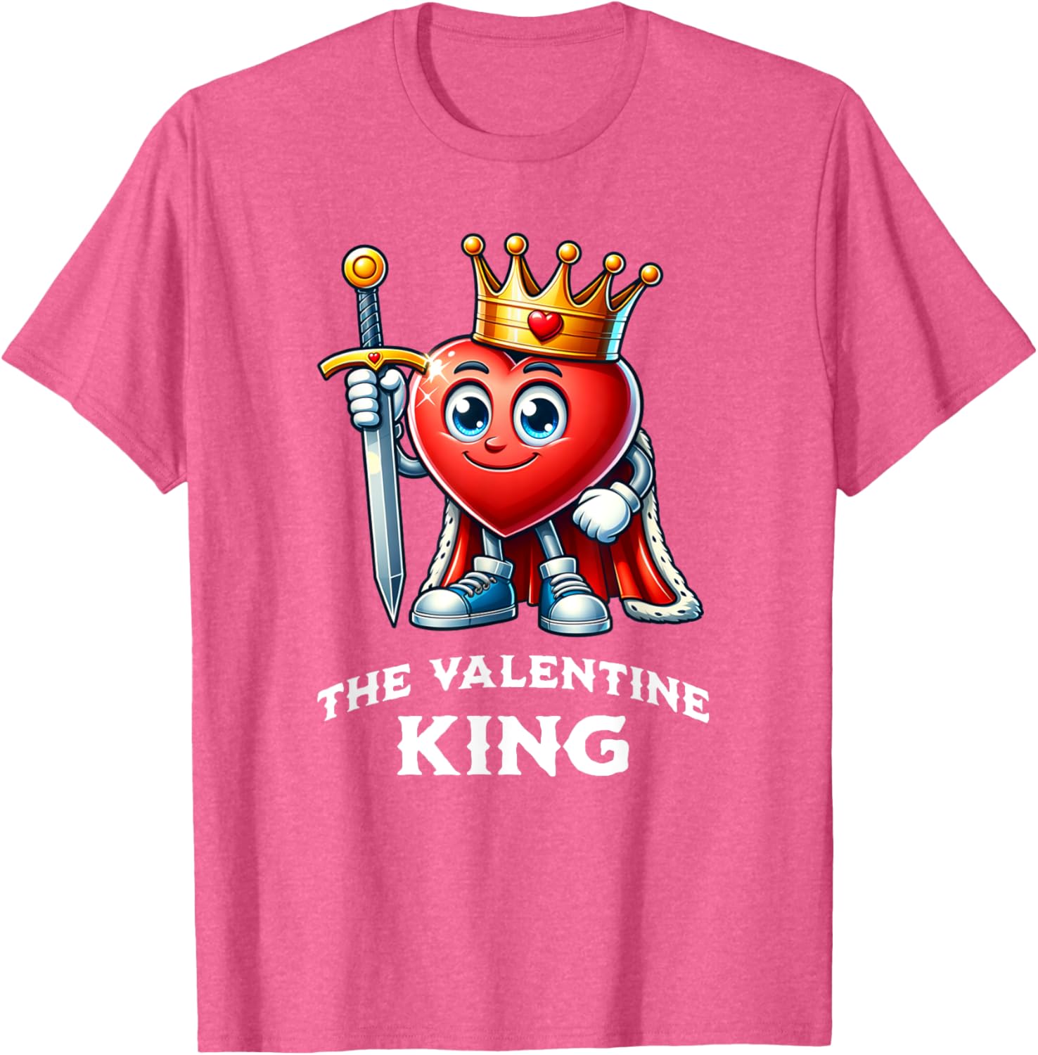 Funny Valentine's Day King Heart Graphic T-Shirt for Men and Boys - 15