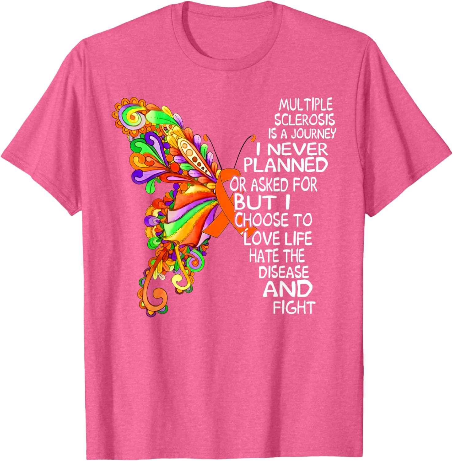 Butterfly Ribbon MS Warrior T-Shirt for Multiple Sclerosis Awareness - 4