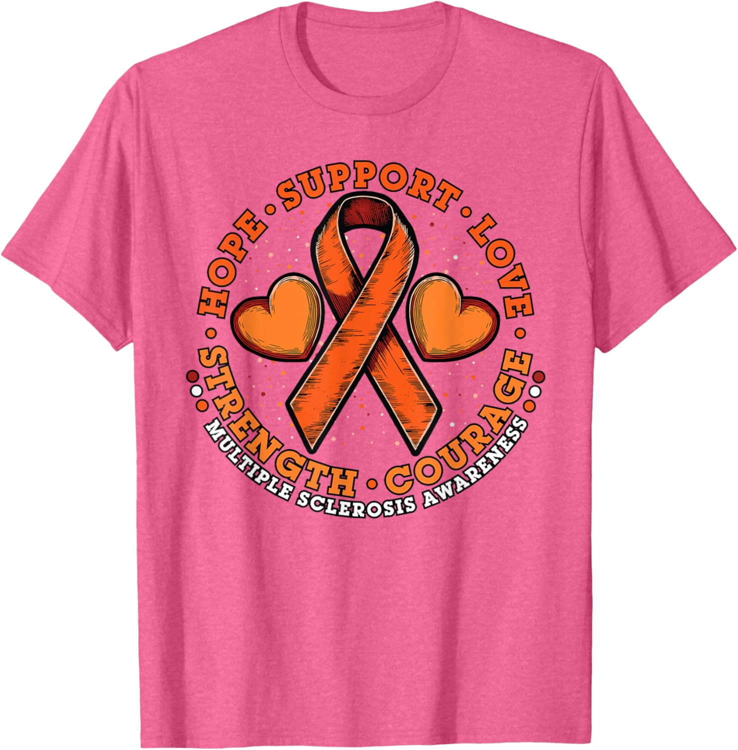 Orange Ribbon Multiple Sclerosis Awareness T-Shirt for Hope and Support - 6
