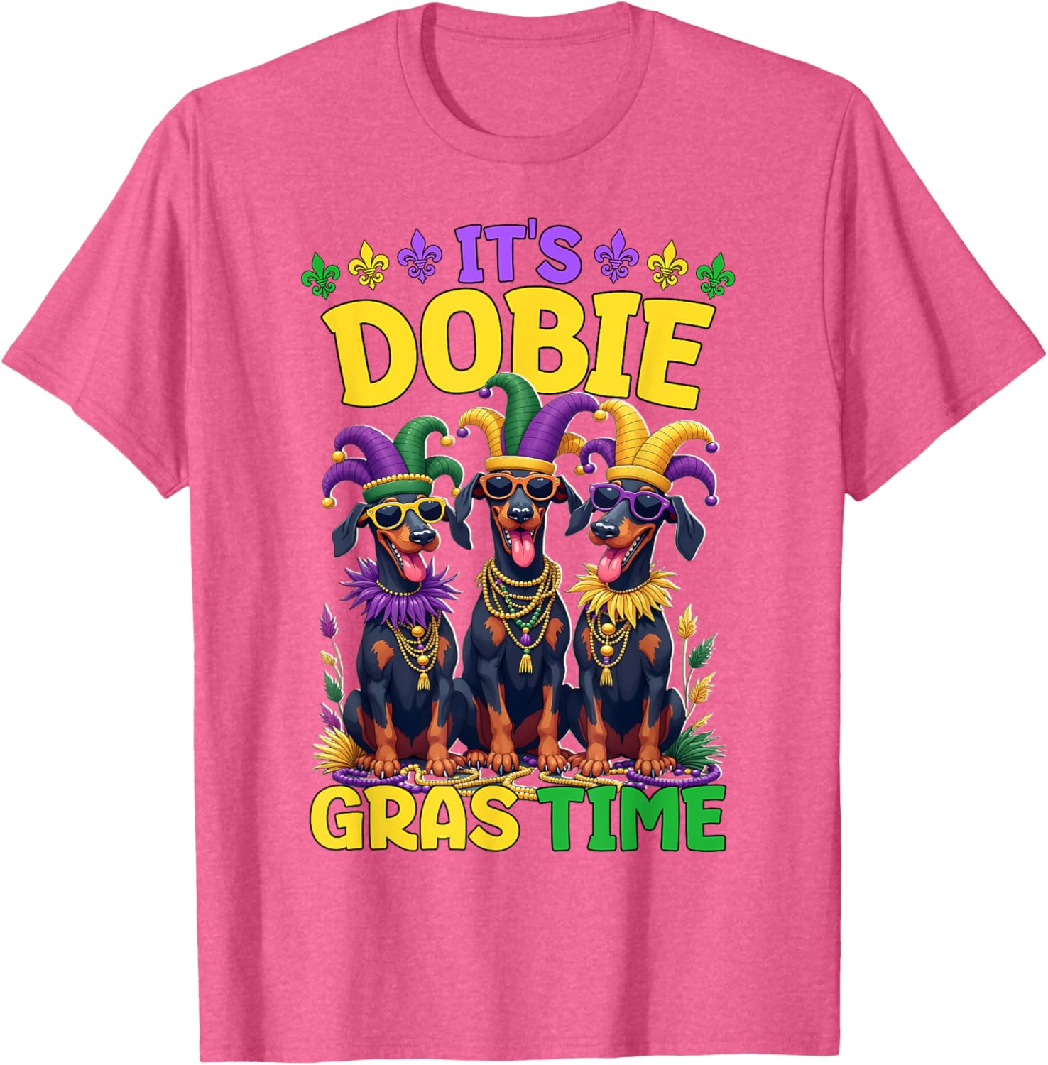 Mardi Gras Doberman T-Shirt Celebrating Carnival Festivities - 19