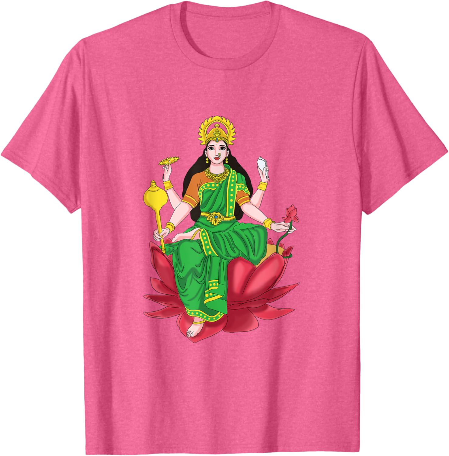 Laxmi Mata Diwali T-Shirt with Lotus Illustration for Pooja Celebrations - 20