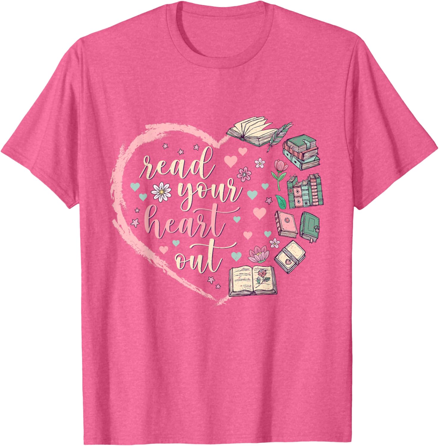 Valentine's Teacher T-Shirt for Book Lovers - Read Your Heart Out Design - 3