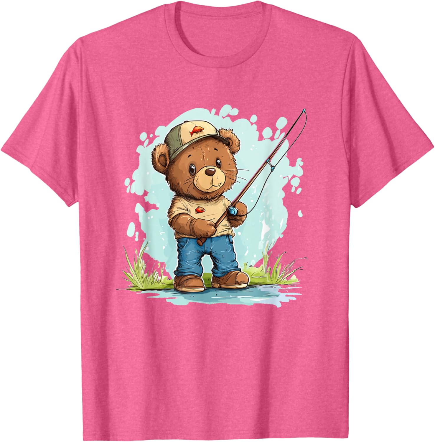 Fishing with Teddy Bear Graphic T-Shirt for Fun Seekers and Adventurers - 14