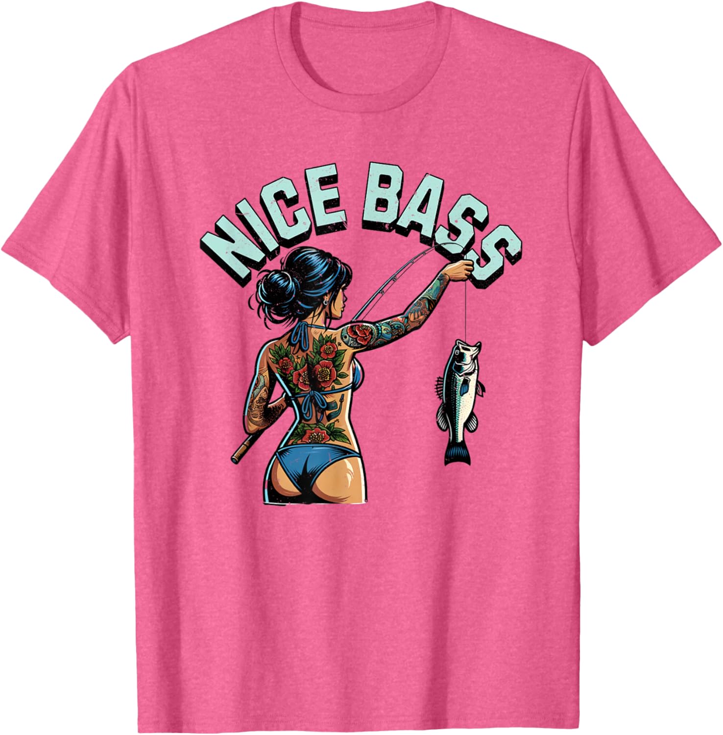 Stylish Bass Fishing Woman in Bikini T-Shirt for Outdoor Enthusiasts - 11