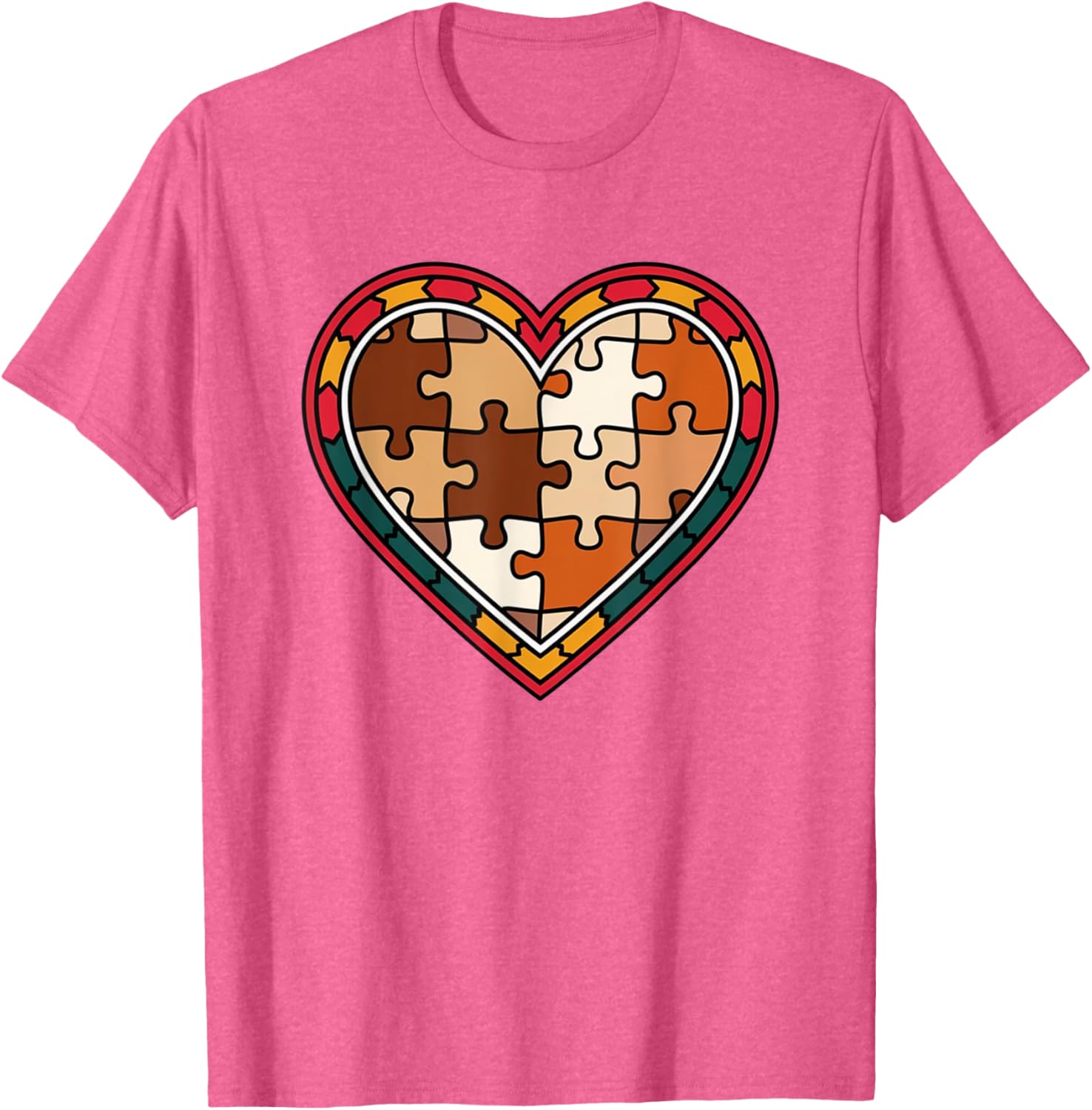 Melanin Heart Puzzle Black History Motivational Afro T-Shirt for All - 1