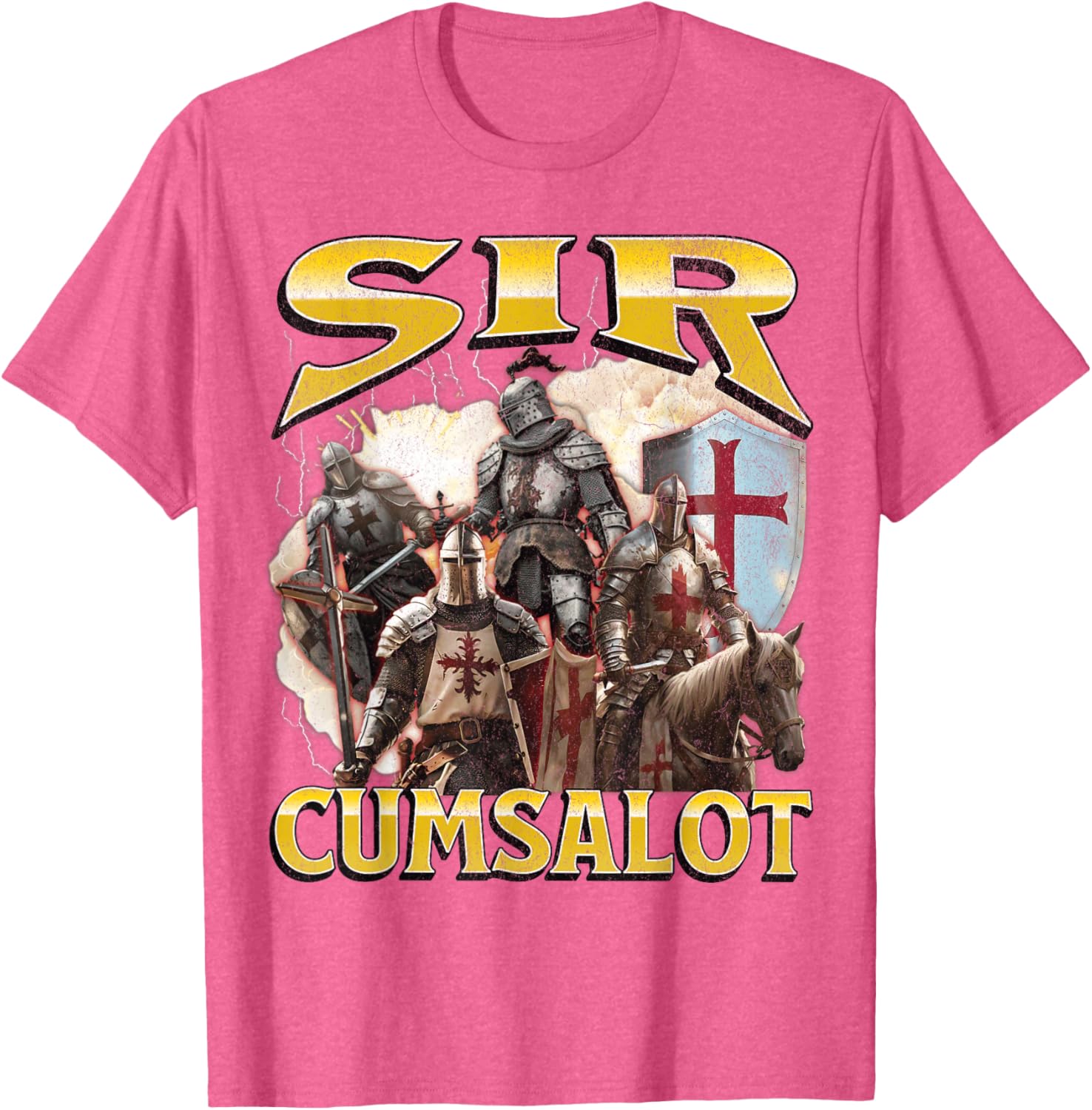 Sir Cumsalot Funny Offensive Knight Meme Graphic T-Shirt for Adults - 25