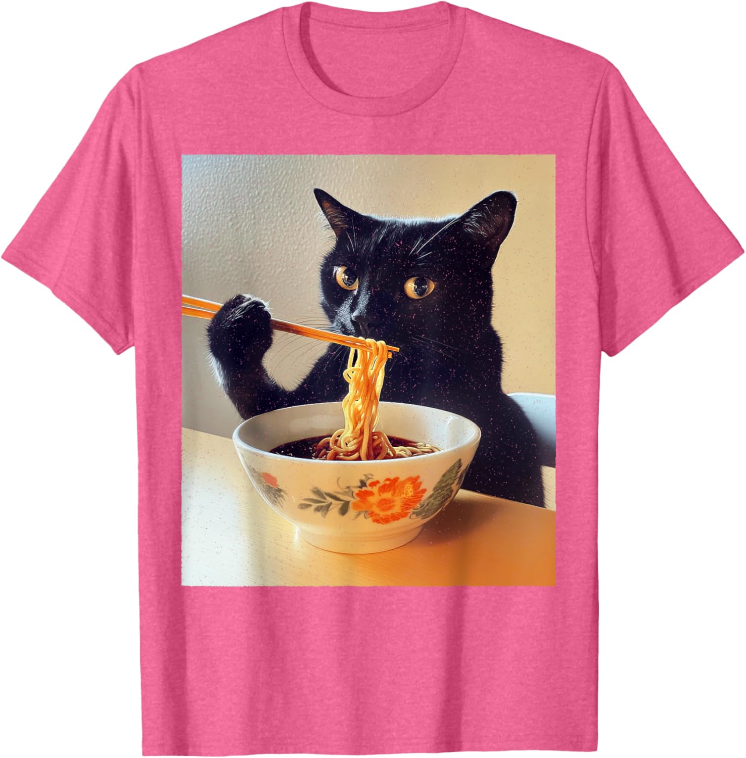 Funny Black Cat Ramen Lover T-Shirt for Noodle Enthusiasts - 19