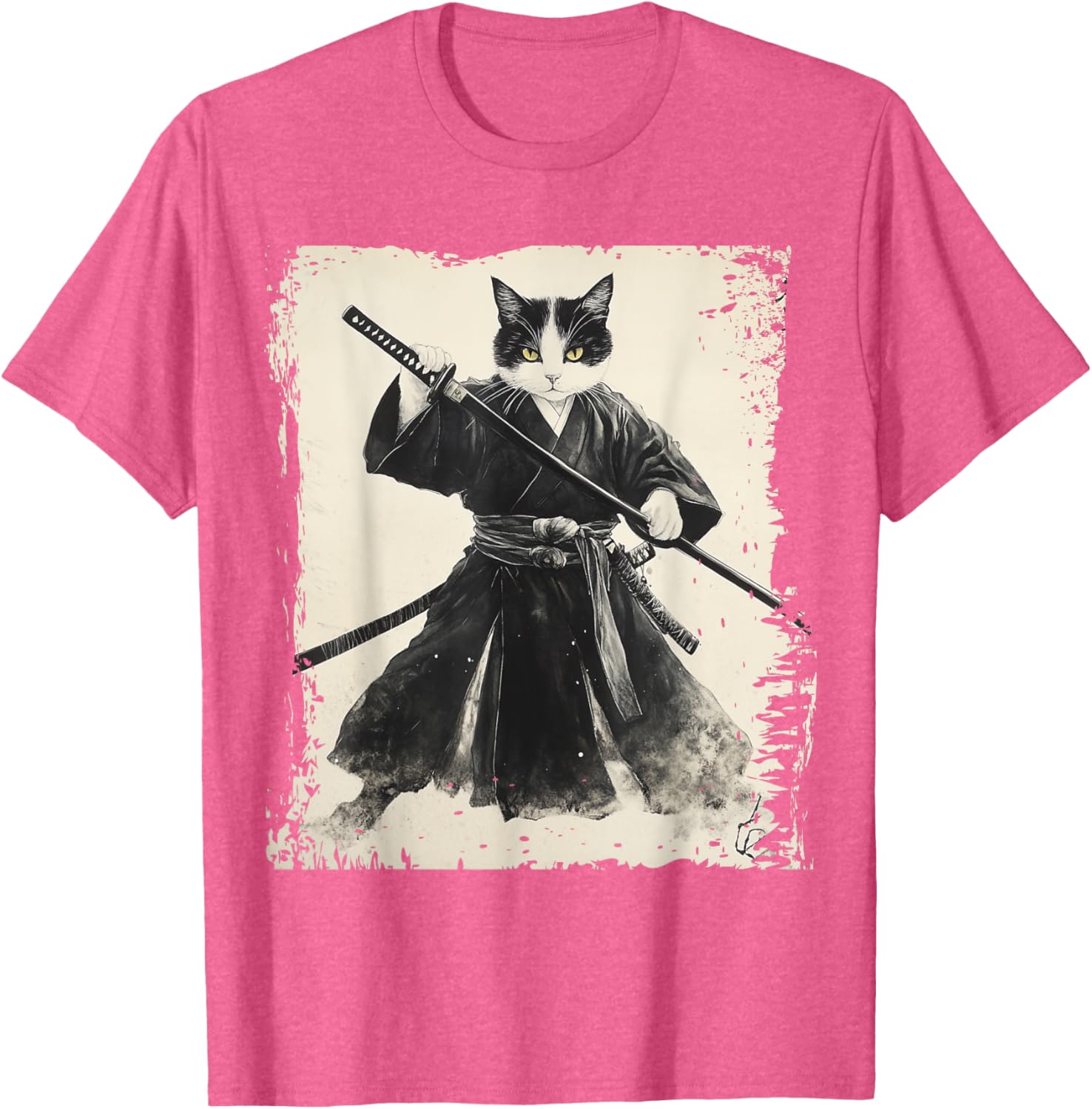 Samurai Cat Ukiyo-e Vintage Art Warrior Graphic T-Shirt for Cat Lovers - 9
