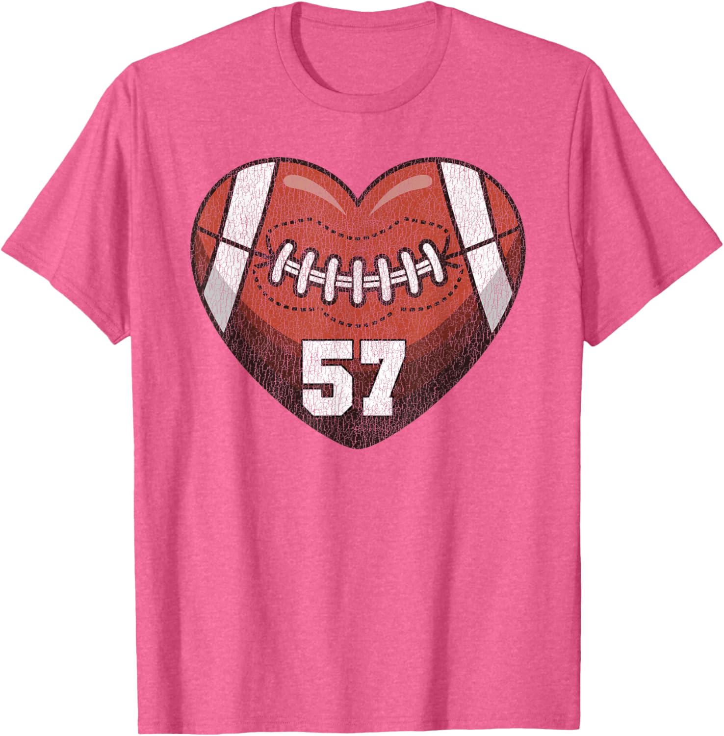 Football Number 57 Distressed Heart T-Shirt for Proud Football Moms - 4