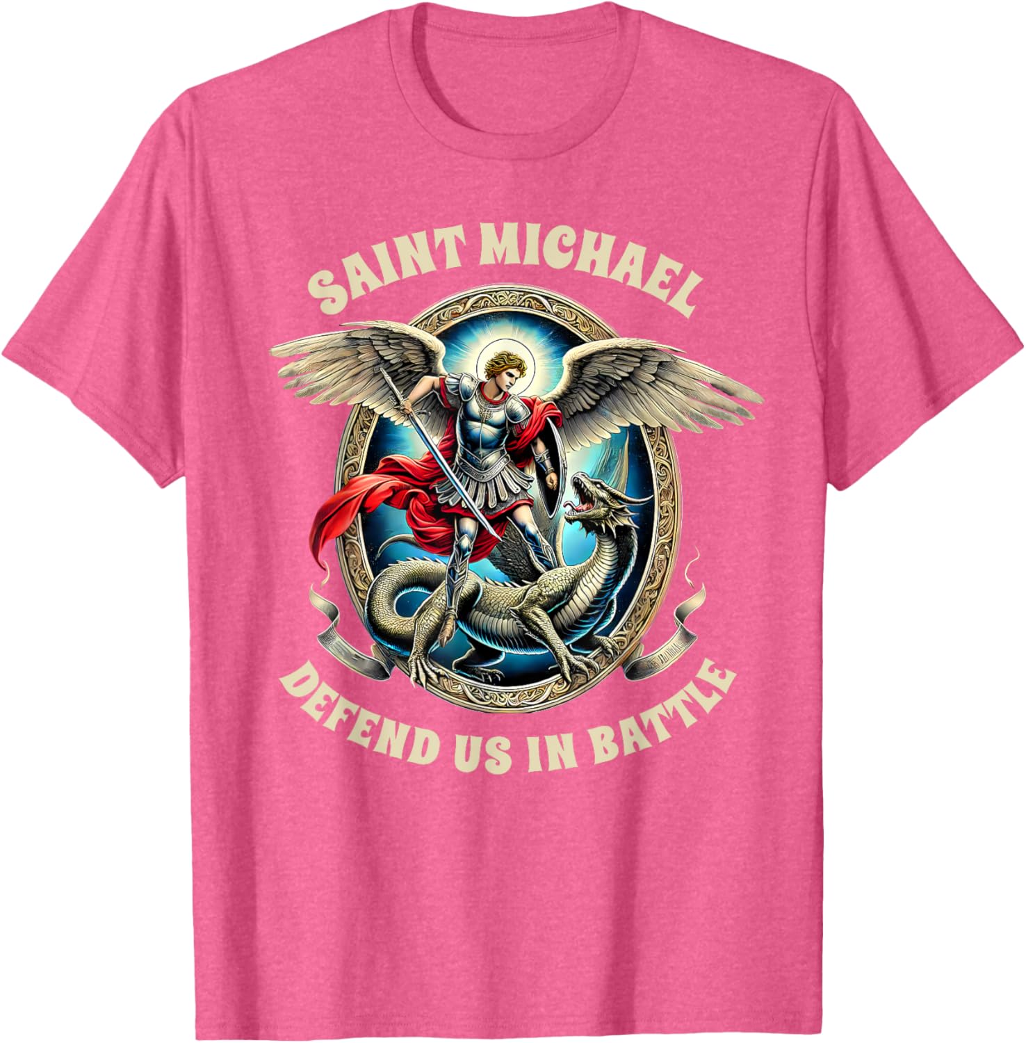 St. Michael Catholic Faith T-Shirt Pray For Us Defend Us In Battle - 2