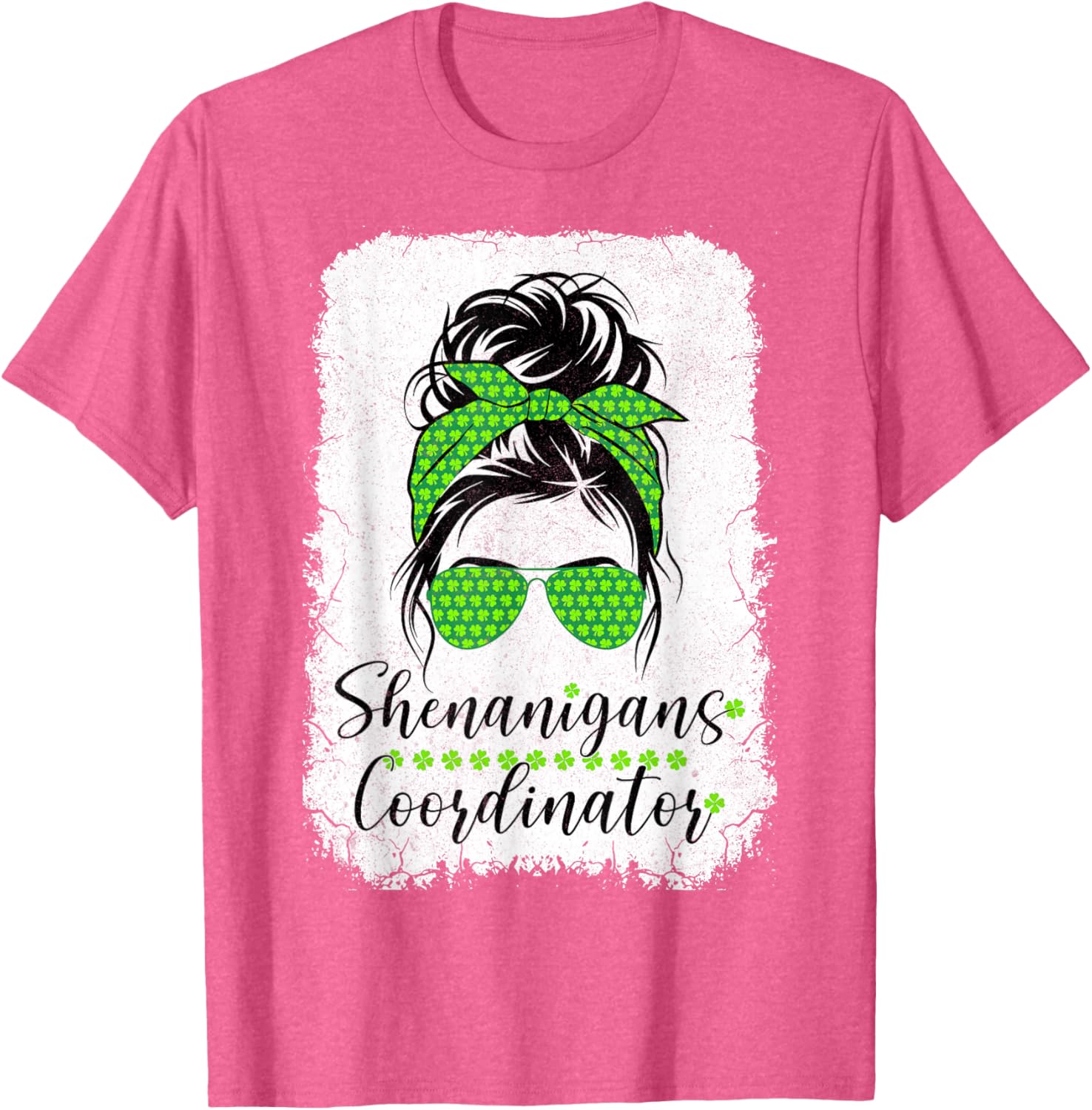 Shenanigans Coordinator Messy Bun St Patricks Day T-Shirt for Women - 16